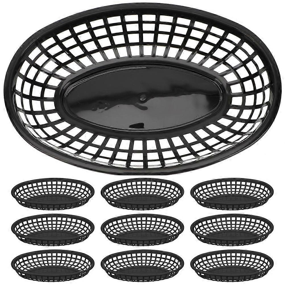 Basket for Snack Fruit Basket Home Use Perforated Design Black 9.43X6.09X1.77in 10Pcs