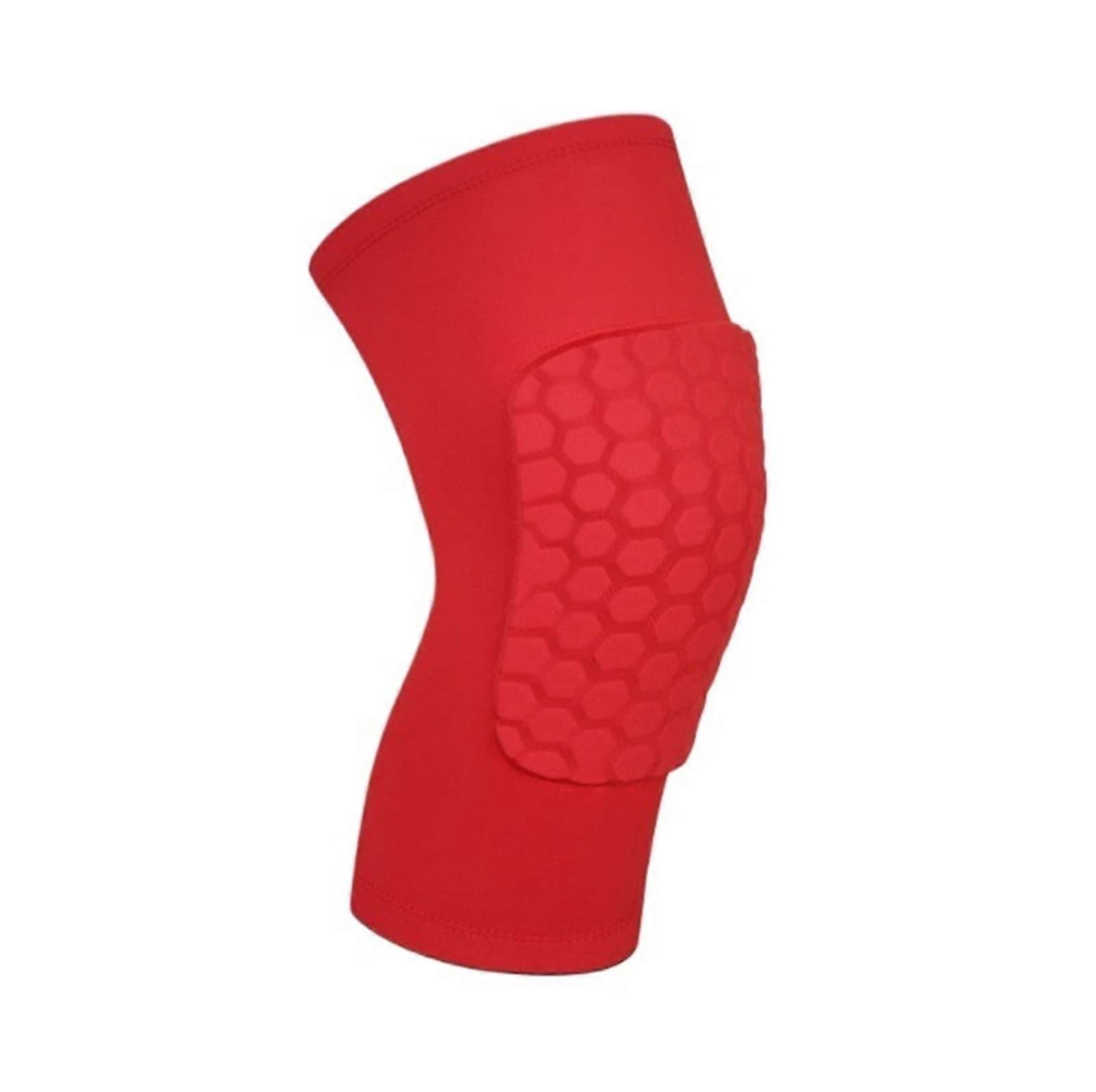 Knee protectors for soccer and running with compression knee guards (red, L).