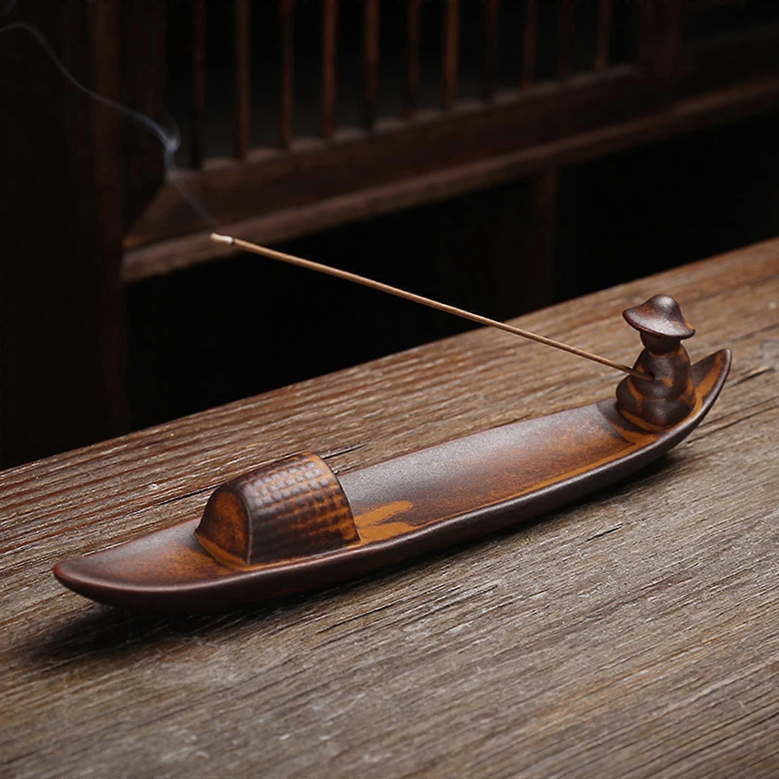 Ceramic Incense Stick Holder for Meditation Yoga Spa Office Ash Catcher Boat Design 10 Inch White Ceramic #2