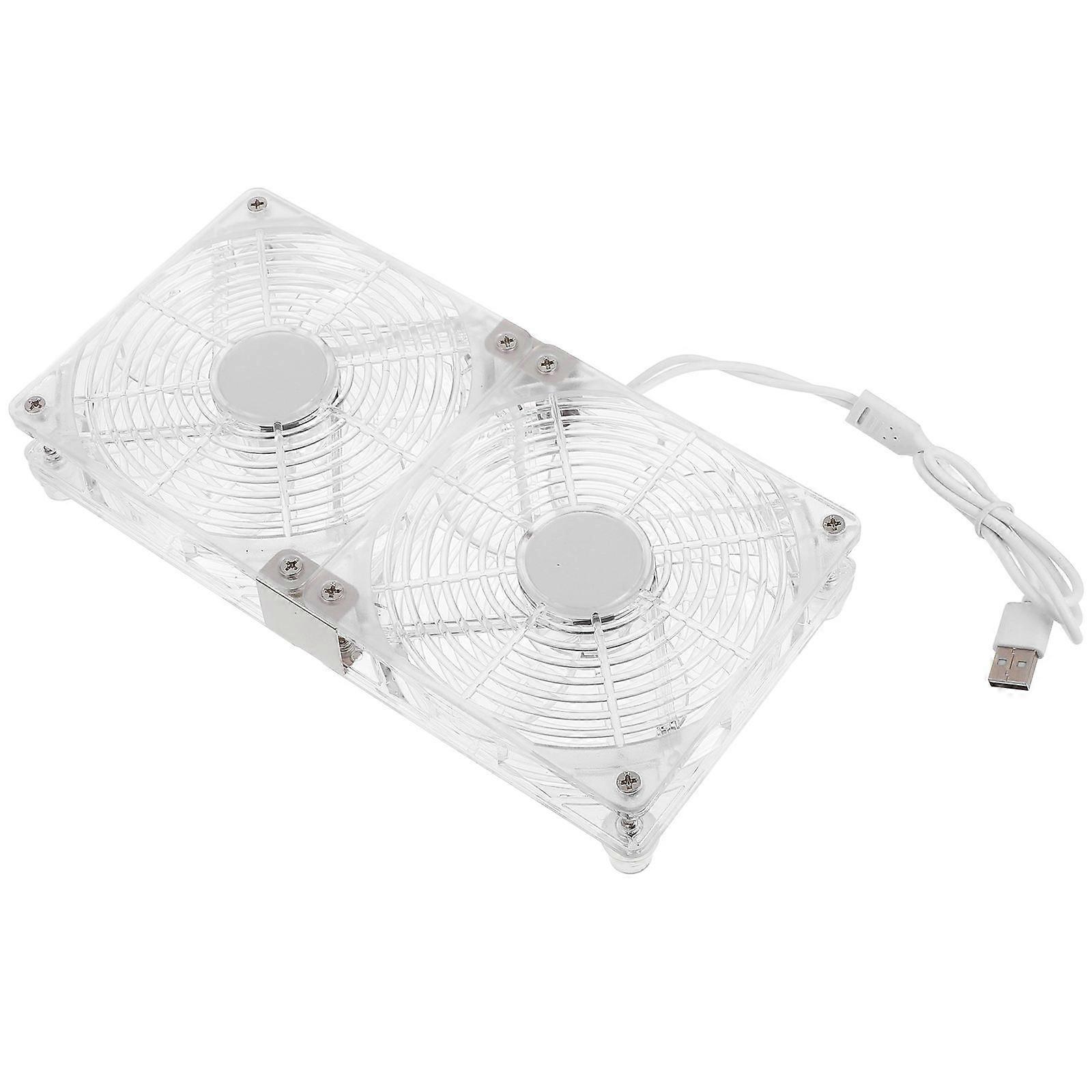 Computer Dual Cooling Fans Usb Dual Cooling Fan 12cm Diy Cooling Vent Air Cooling Fan Computer Supply Usb Powered Modem 1Set