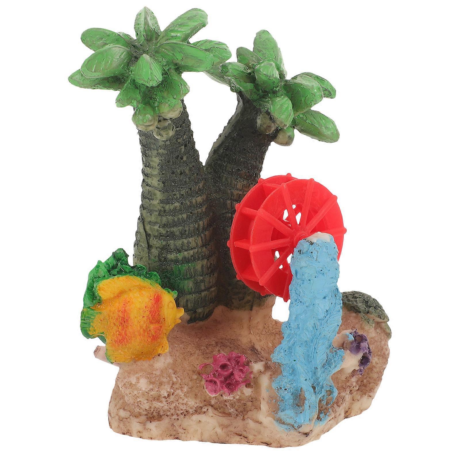 Aquarium Decoration For Fish Tank Artificial Rockery Water Wheel Rock Shape Multi 4.7X3.9X2.8in Rotating Function 1Pack