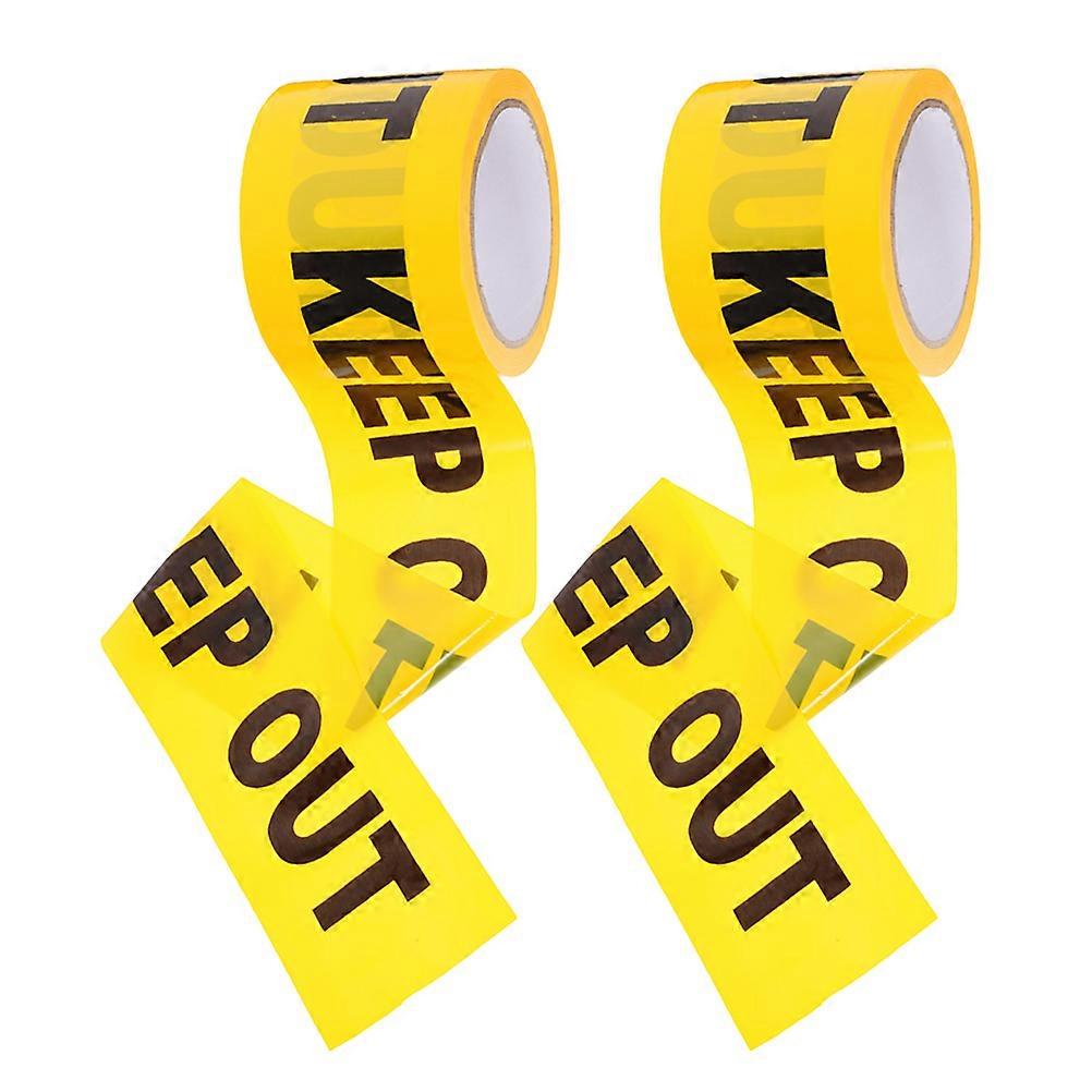2 Rolls High Visibility Yellow Warning Tape, Non Adhesive Caution Keep Out Tape for Crime Scenes, Construction Sites, and Road Projects