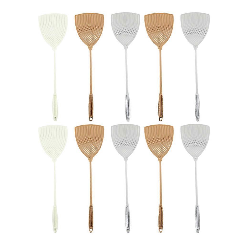 Manual Fly Swatters For Home Use Durable Mesh Handle Plastic Assorted Color 49x13cm 10Set