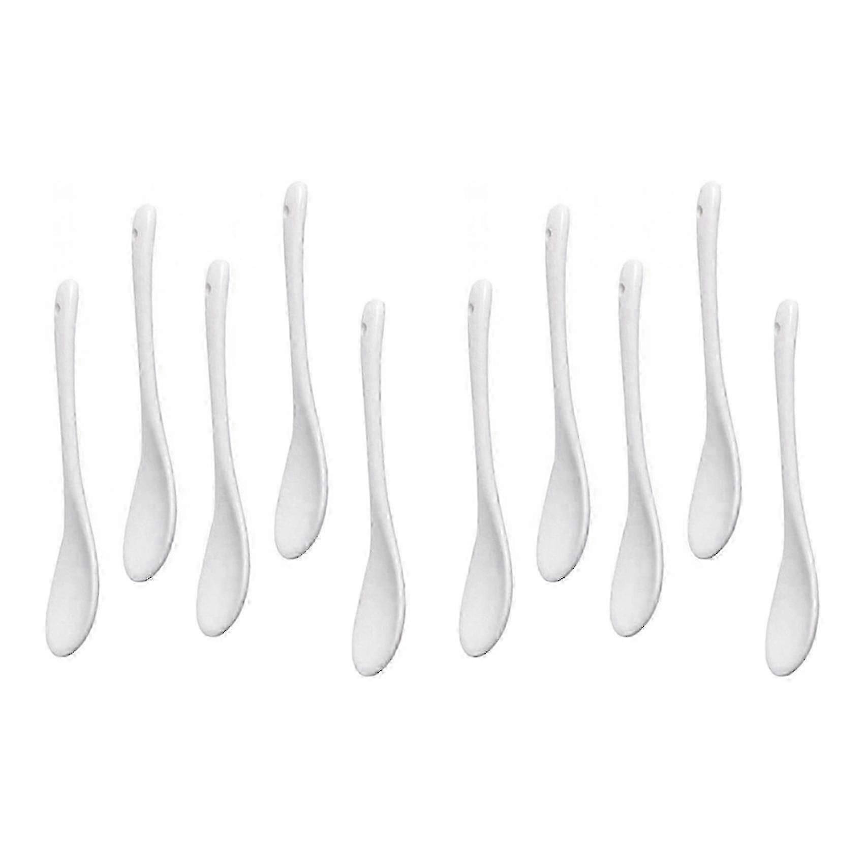 10パック白磁エッグスプーンセラミックスプーンコーヒーデザートスプーン最高のもの-