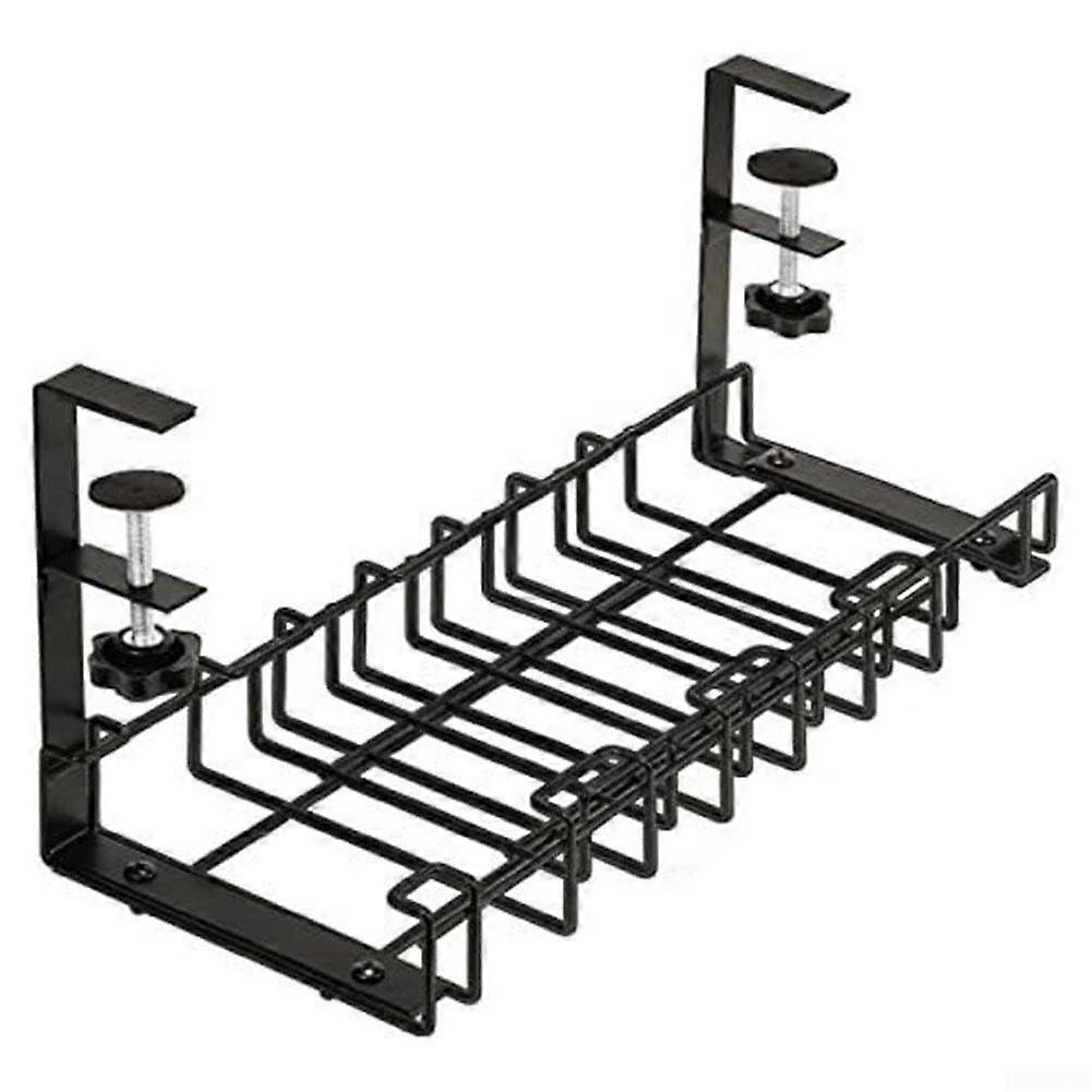 Under Desk Cable Organizer for Home Office, Black, Adjustable, Tangle-Free, Suitable for All Desk Styles
