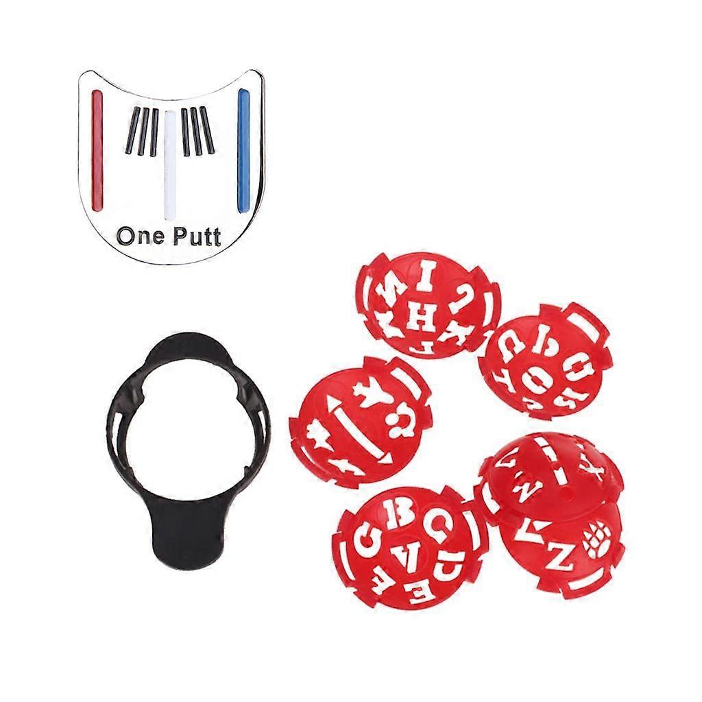 Hutclip Putt Ball Marker With 6 Golf Balls Liner Marker Template Alignment Tool Magnetic Golf Accessory Red And Black
