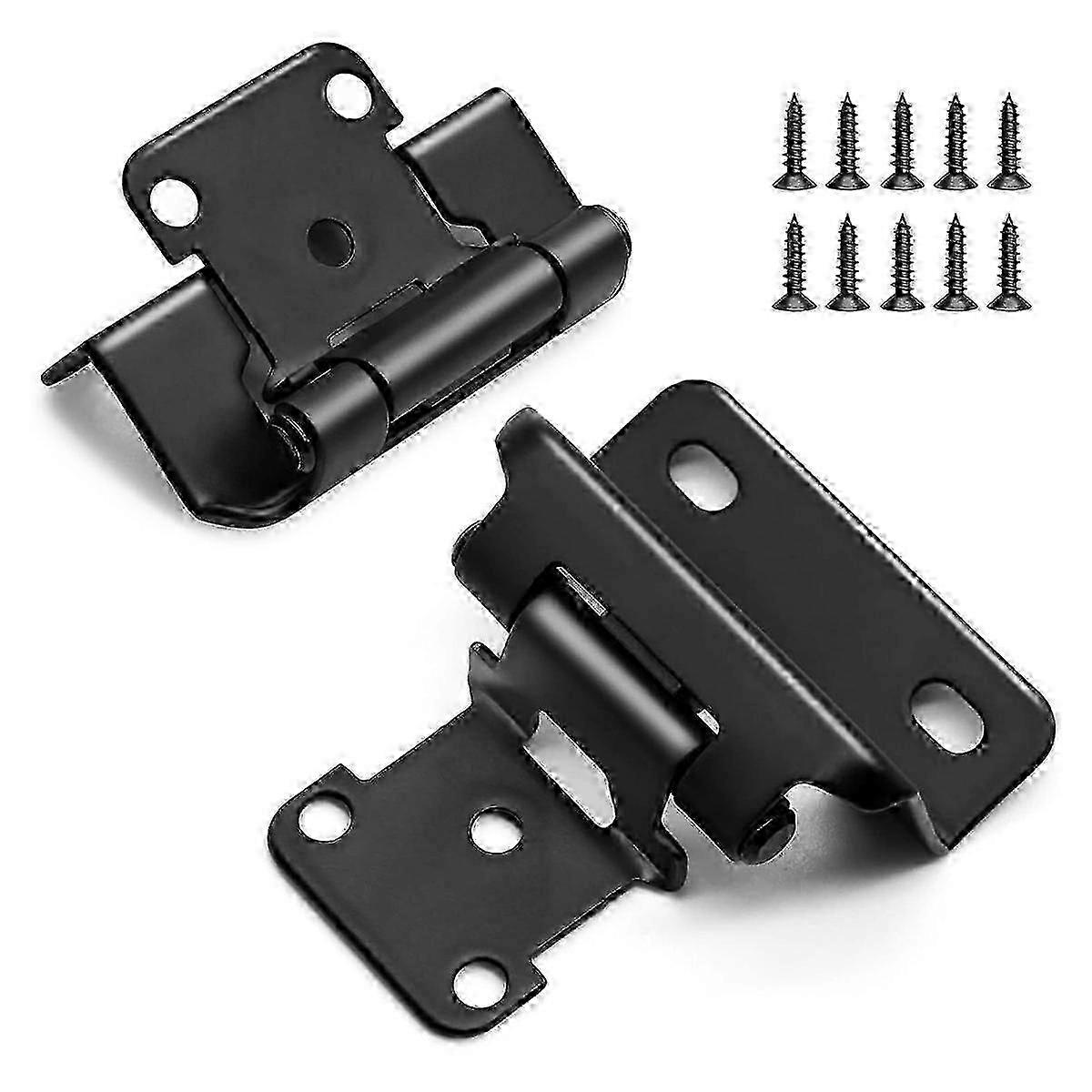 1/2 Inch Overlay Semi Partial Wrap Cabinet Hinges, 4 Pairs (8 Pcs) Self Closing Black Hinges for Various Brands