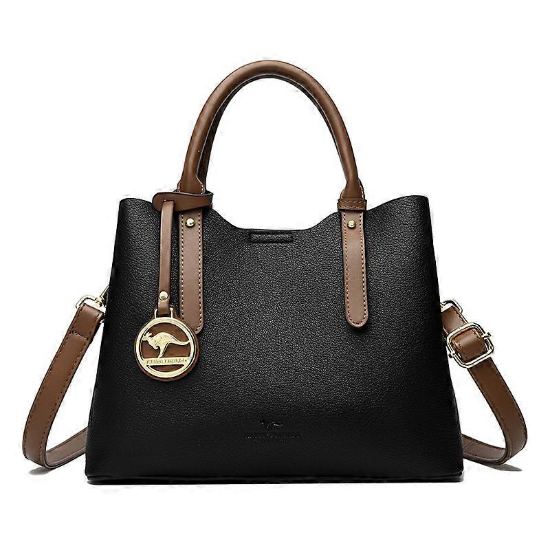 Women's crossbody shoulder tote bag, practical and fashionable, PU material with color-blocking design