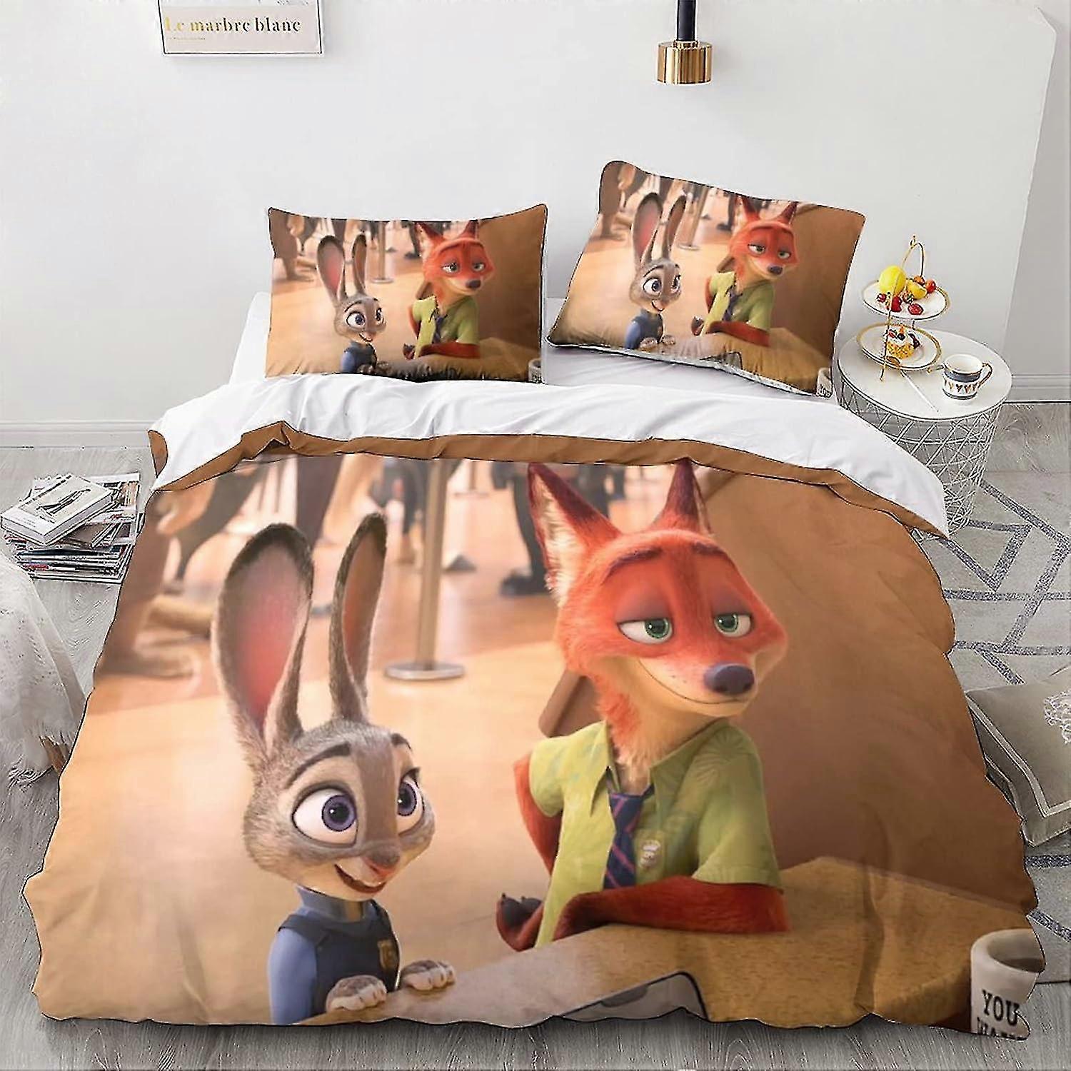 Zootopia tema dynebetræk sæt til børn blødt mikrofiber sengetøj sæt 3 stk sengetøj