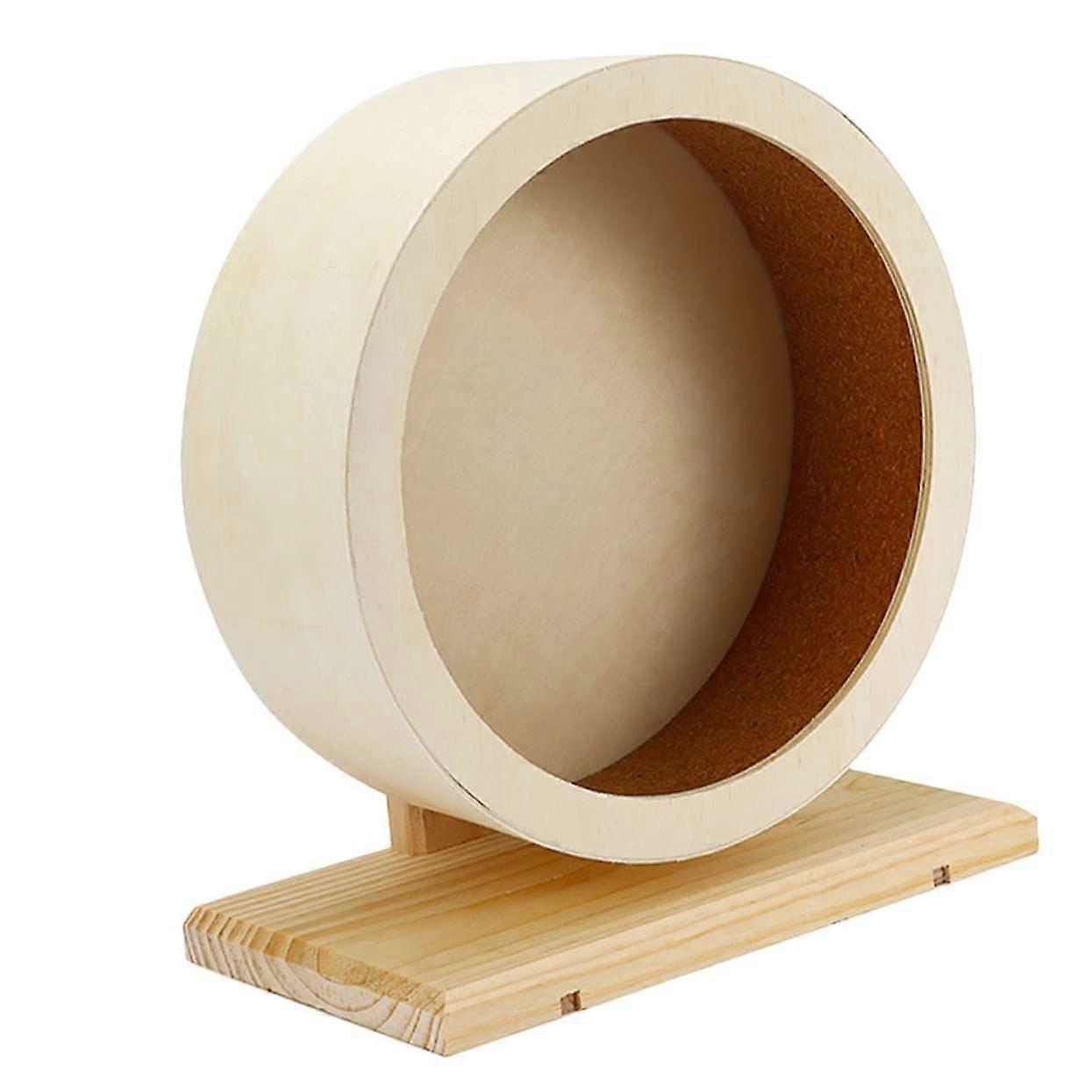 Small wooden hamster wheel for pets, silent running wheel with nonslip surface for hamsters, chinchillas, and guinea pigs, provides exercise and fun.