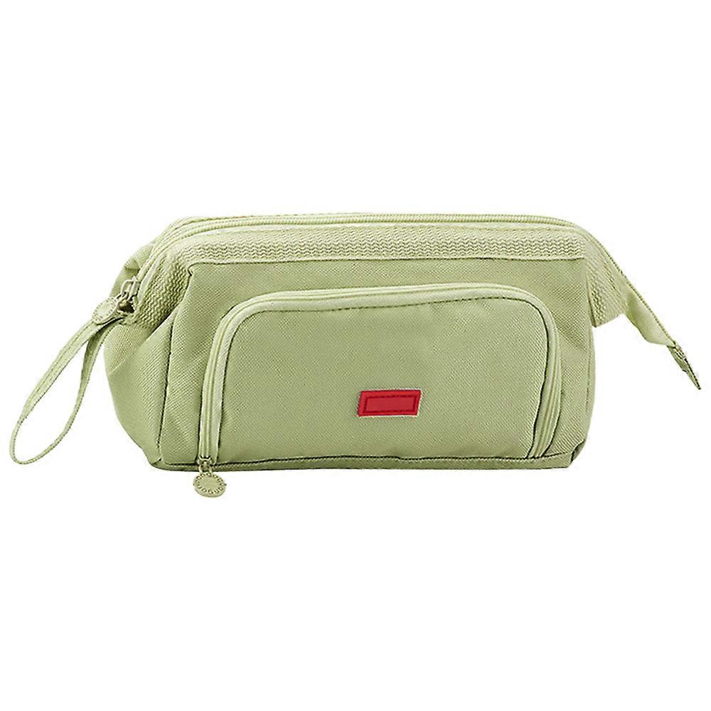 Double-Layer Large-Capacity Boat-Shaped Pen Bag Multi-Function Simple Student Pencil Box-Green