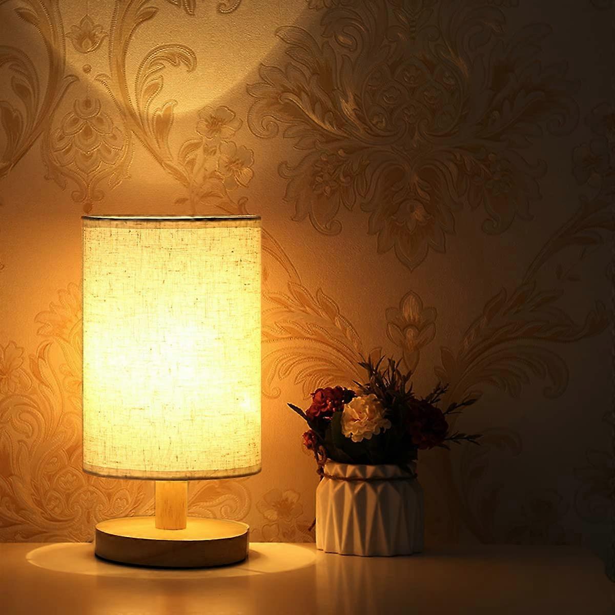 LED Wooden Bedside Lamp Touch Dimmable Wireless USB Rechargeable