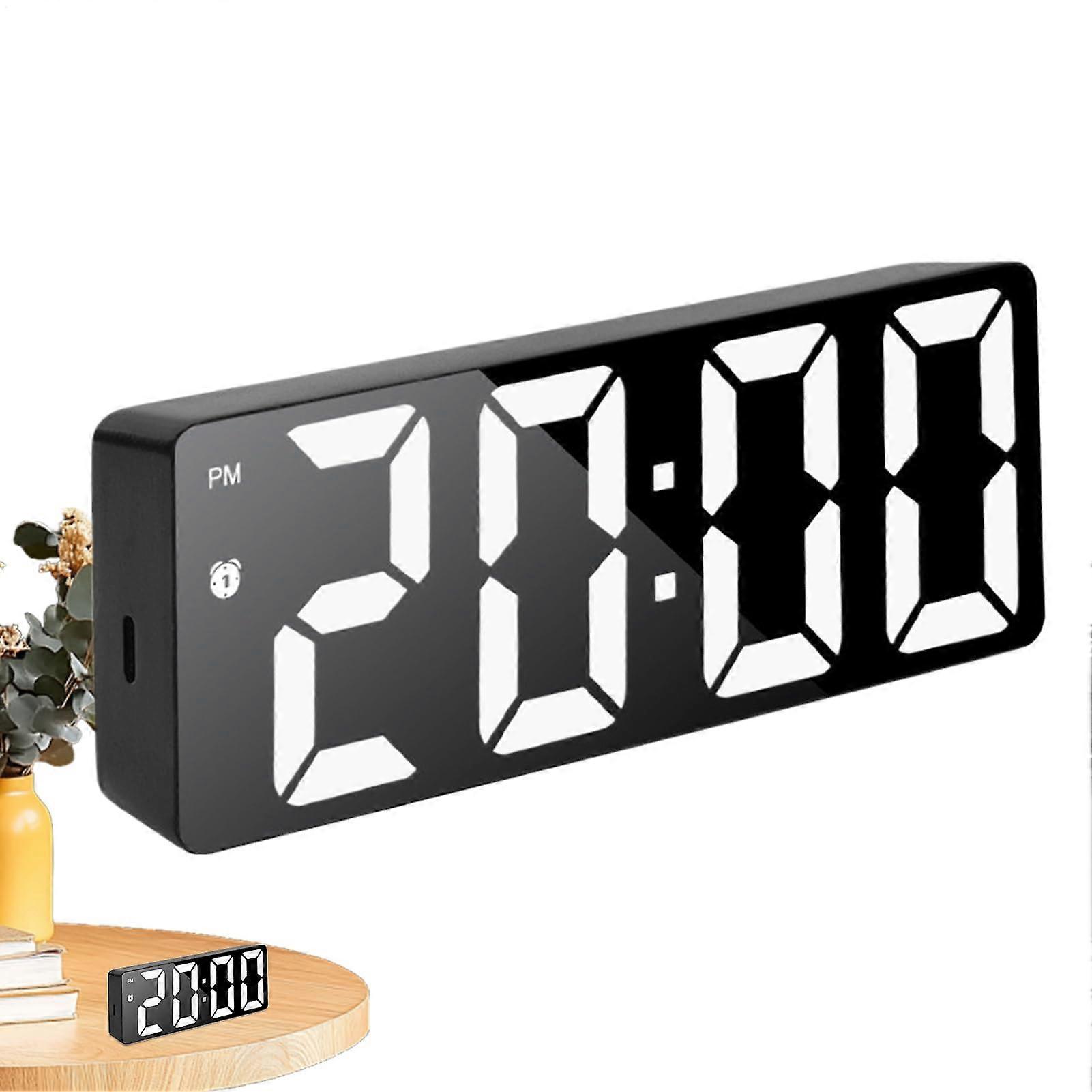LED Mirror Alarm Clock – Digital Desk Clock With Large Display  Temperature