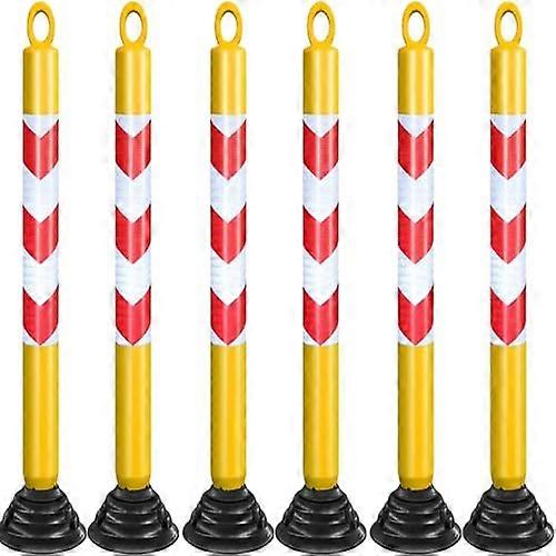 Safety Bollards, Steel Parking Barriers, Removable Traffic Cones, Flexible PU Parking Posts, Yellow and Red, 6 Pack