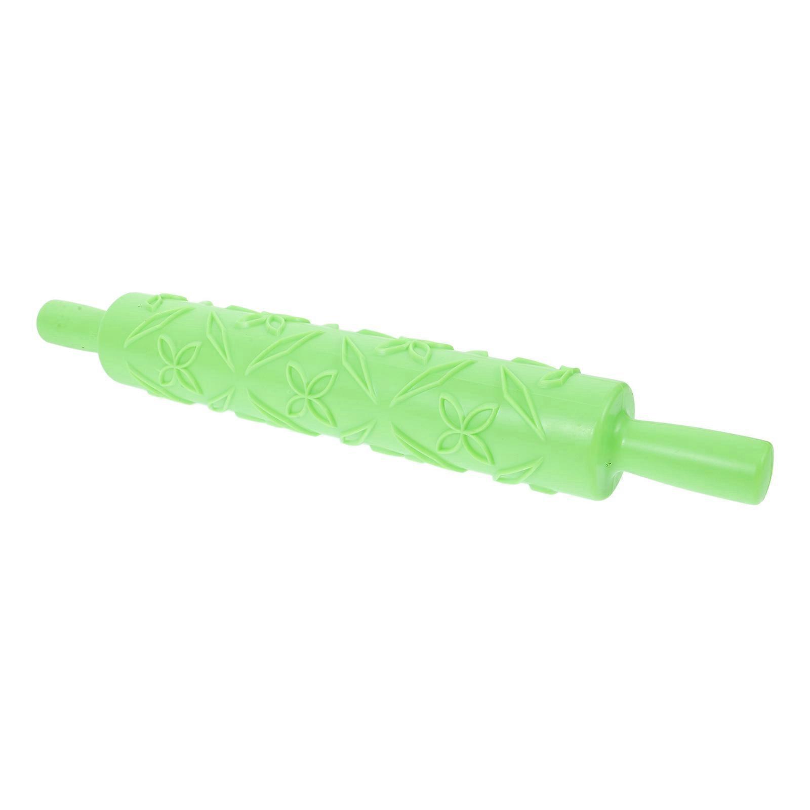 Clay Embossing Rolling Pins Fondant Rolling Pin With Patterns For Baking Green 1Pack