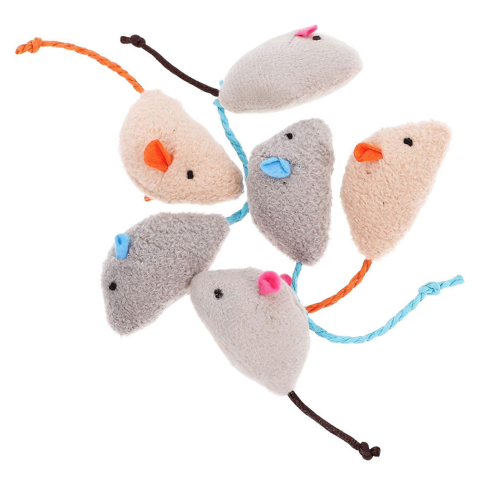 6pcs Durable Plush Mouse Toys for Cats – Bite Resistant & Chew Proof, Adorable Interactive Playthings for Feline Chewing, Scratching & Stress Relief