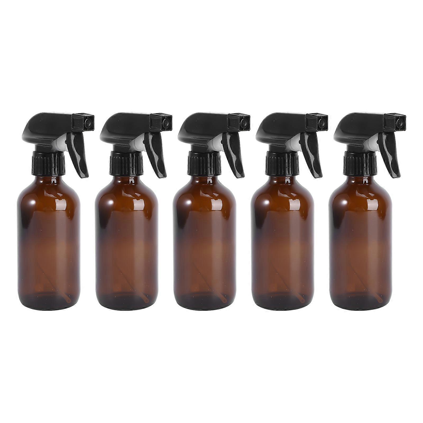 Misting Sprayer Bottle Square Trigger 250ml Brown Glass Essential Oils Storage Daily Use 5Pcs