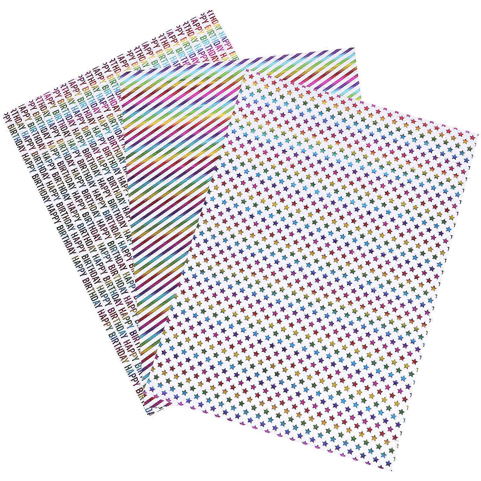 Birthday Wrapping Paper Sheets Assorted Projects Card Decoration 70x50cm 3 Rolls per Set