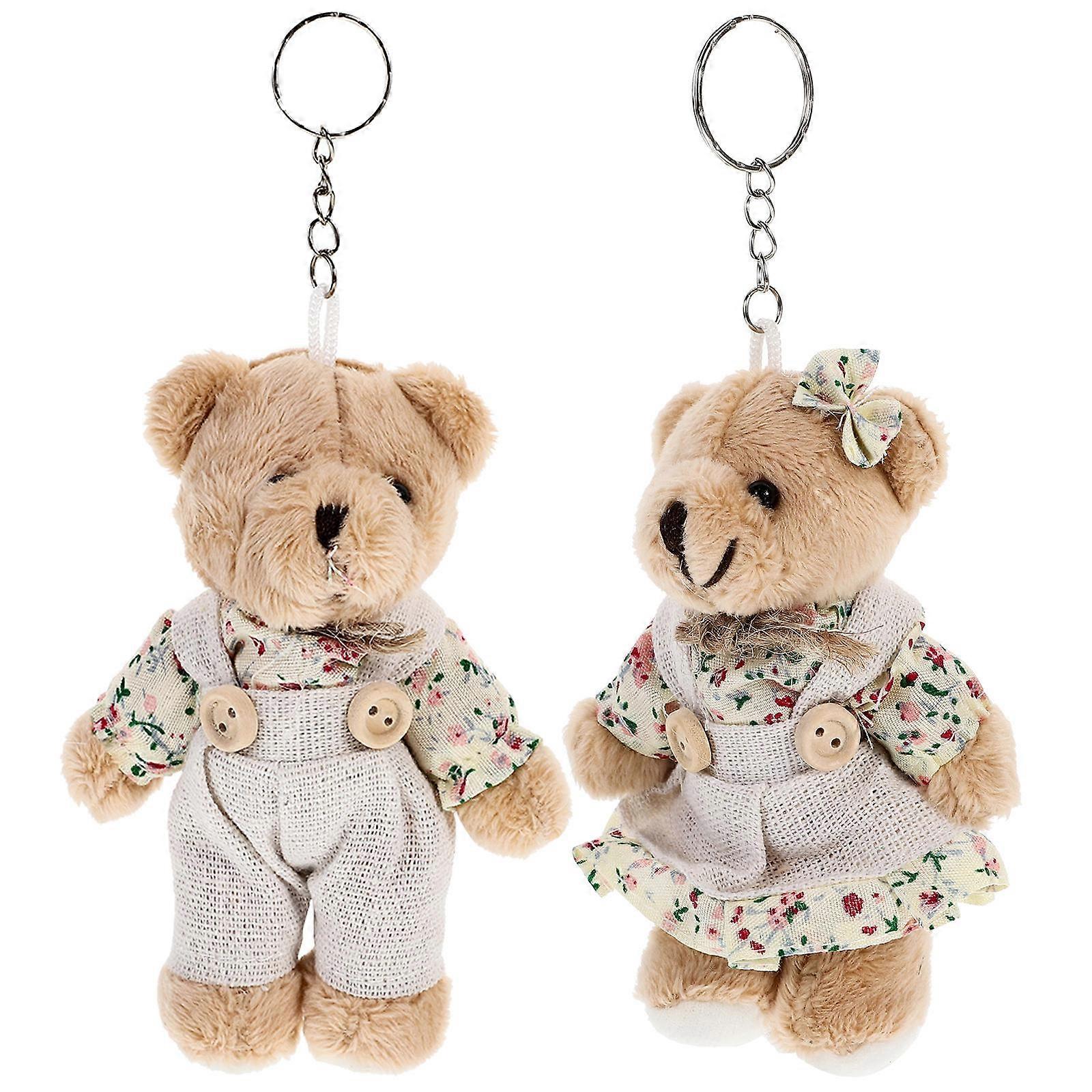 Cartoon Bear Keychain Small Plush Keychain For Teenagers Everyday Use 2Pcs