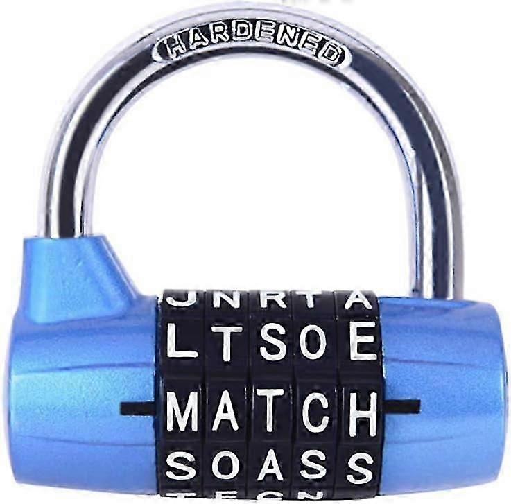 5 letter combination lock, directional lock, padlock letter code, word lock combination lock (blue))