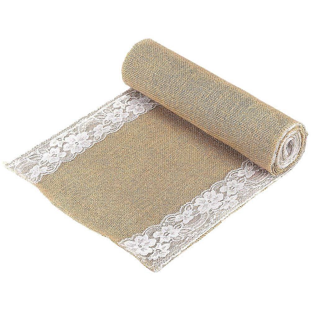 Table Decorative Cover Jute Material Rectangular Shape Farmhouse Style Picnics Dinners 275X30CM 1Set
