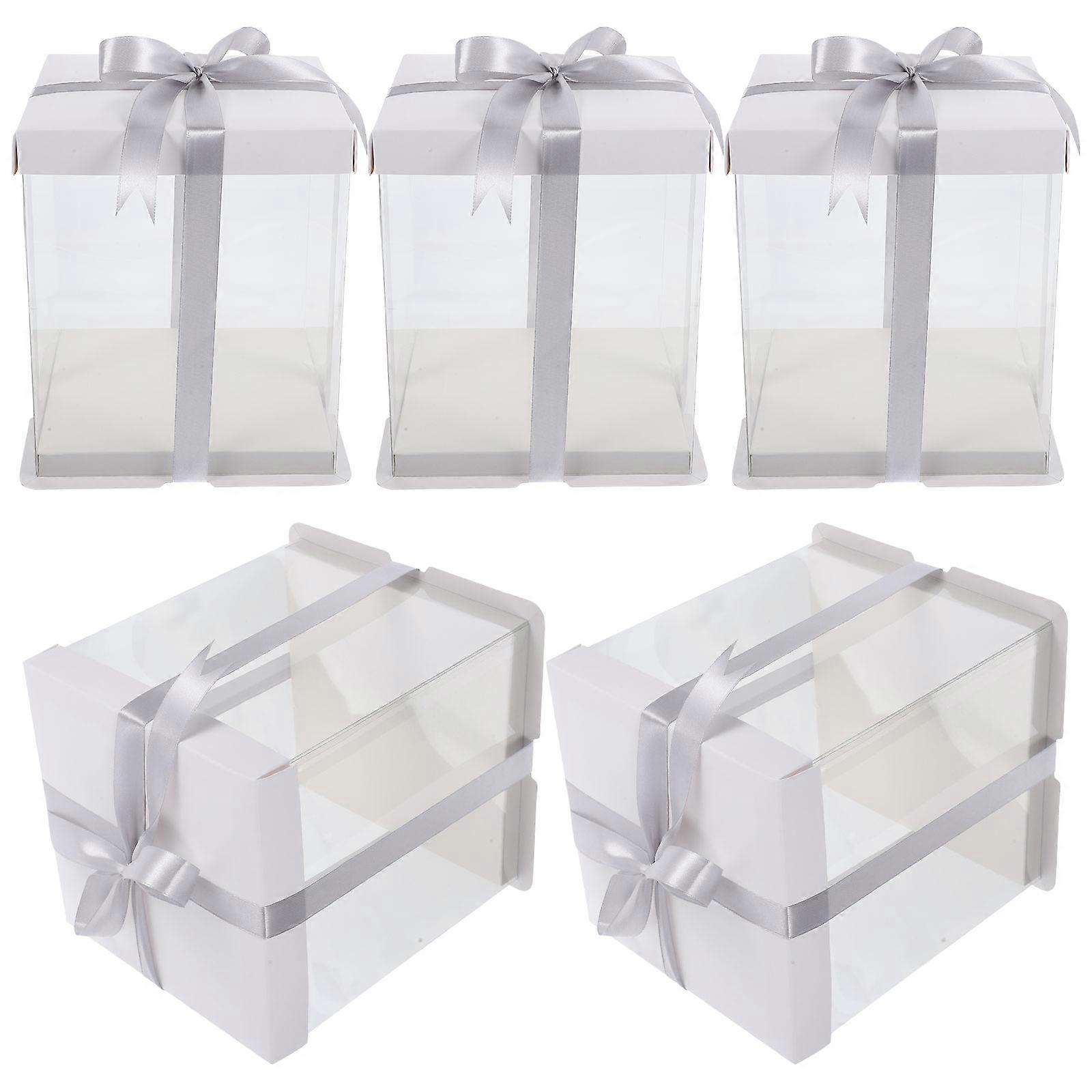 Delicate Cake Box Polyester Material Square Shape For Bakers Transportation 5Pack