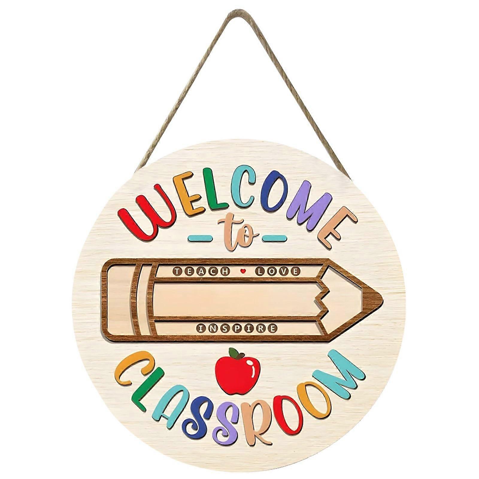 Panneau de porte en bois rond personnalisé pour enseignants, idéal pour les salles de classe.