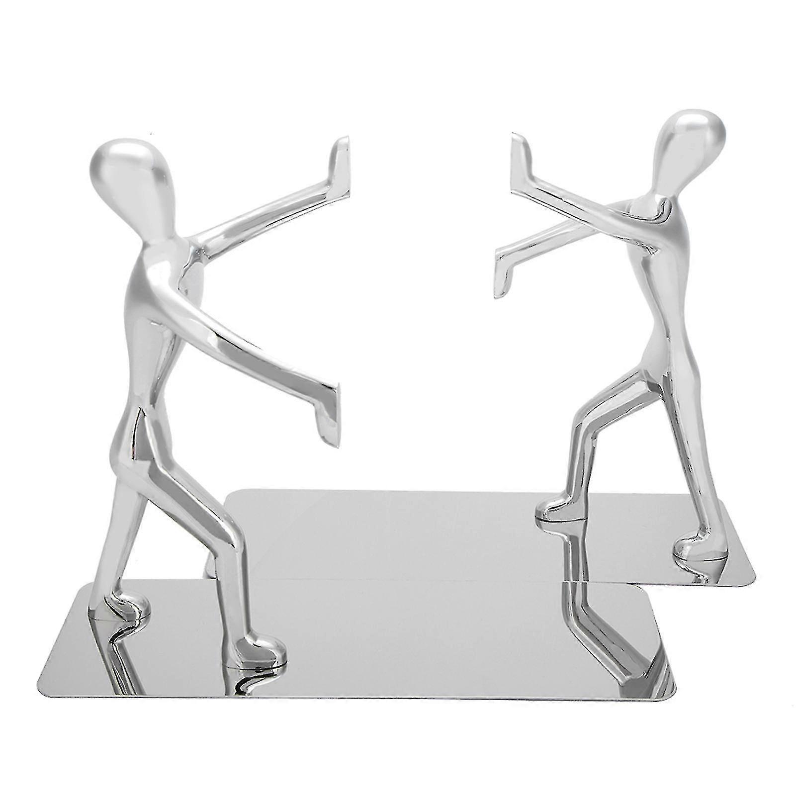 Pair of Kung Fu People Shape Bookends - Unique Book Stand for School & Home Desk Decoration, Ideal for Students