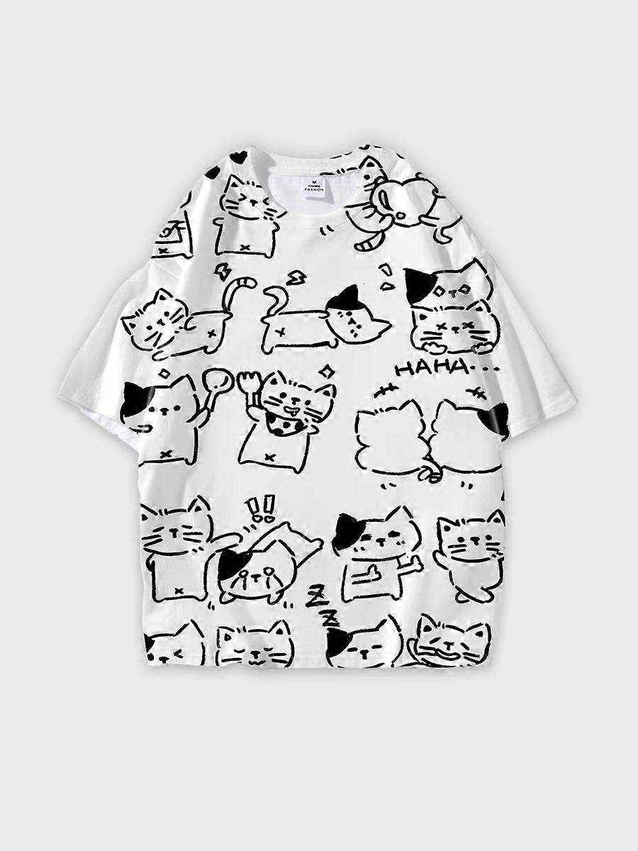 T-shirt round neck Pattern loose short sleeve JW3046