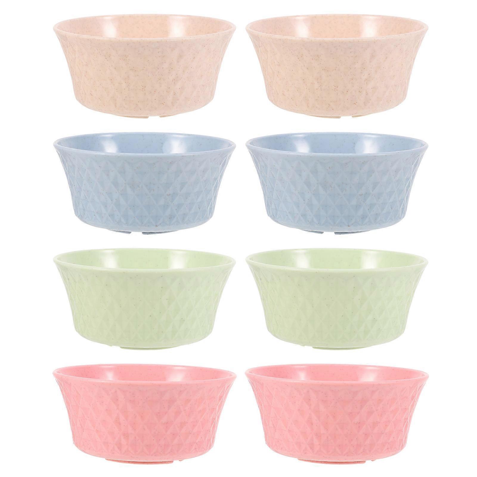 Assorted Color Rice Bowls Made of Synthetic Material for Storage Use Stackable and 8 Pieces