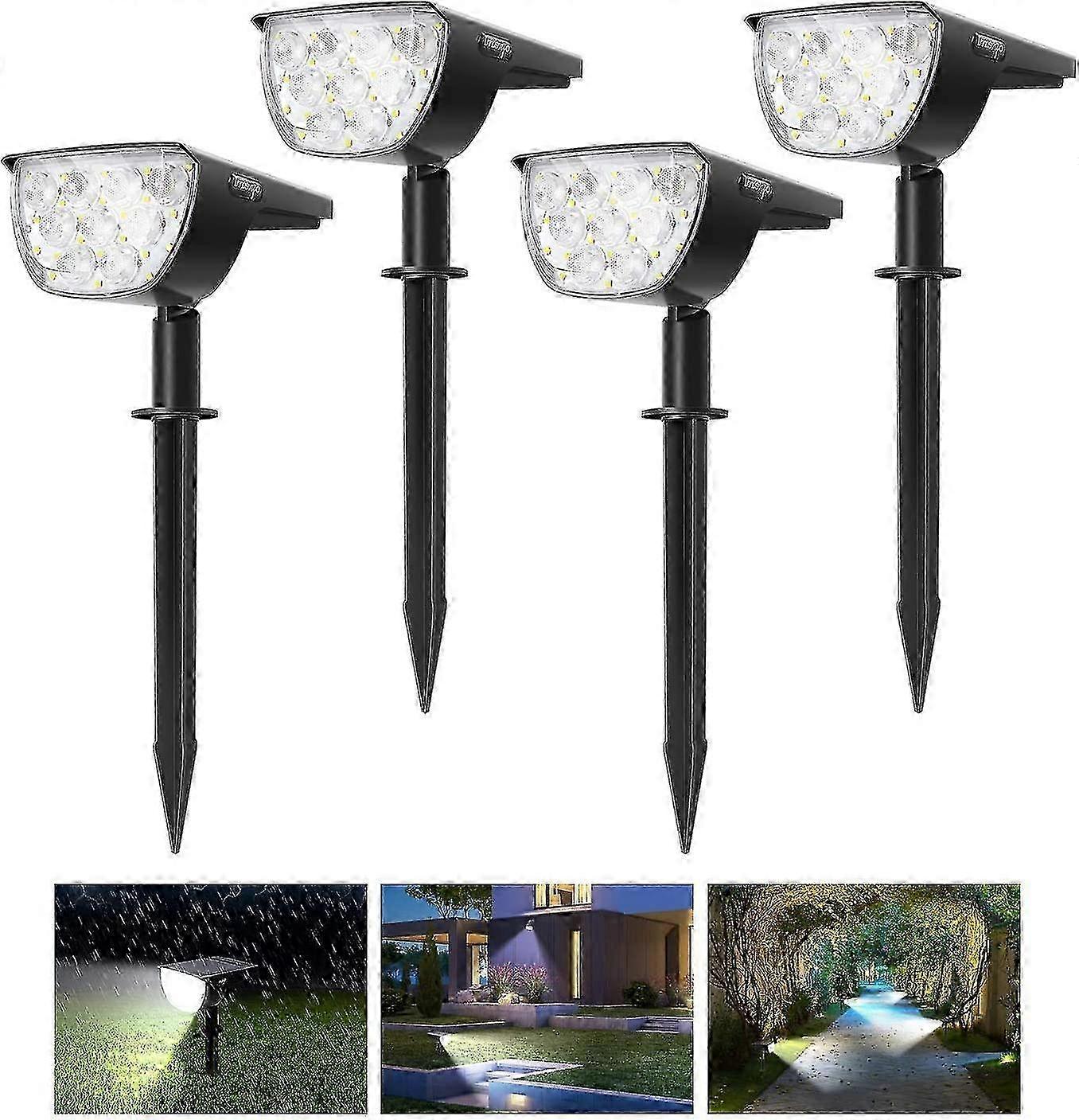 屋外使用のための地面のスパイク30led庭のライトの太陽ランプが付いている庭のスポットライト4個