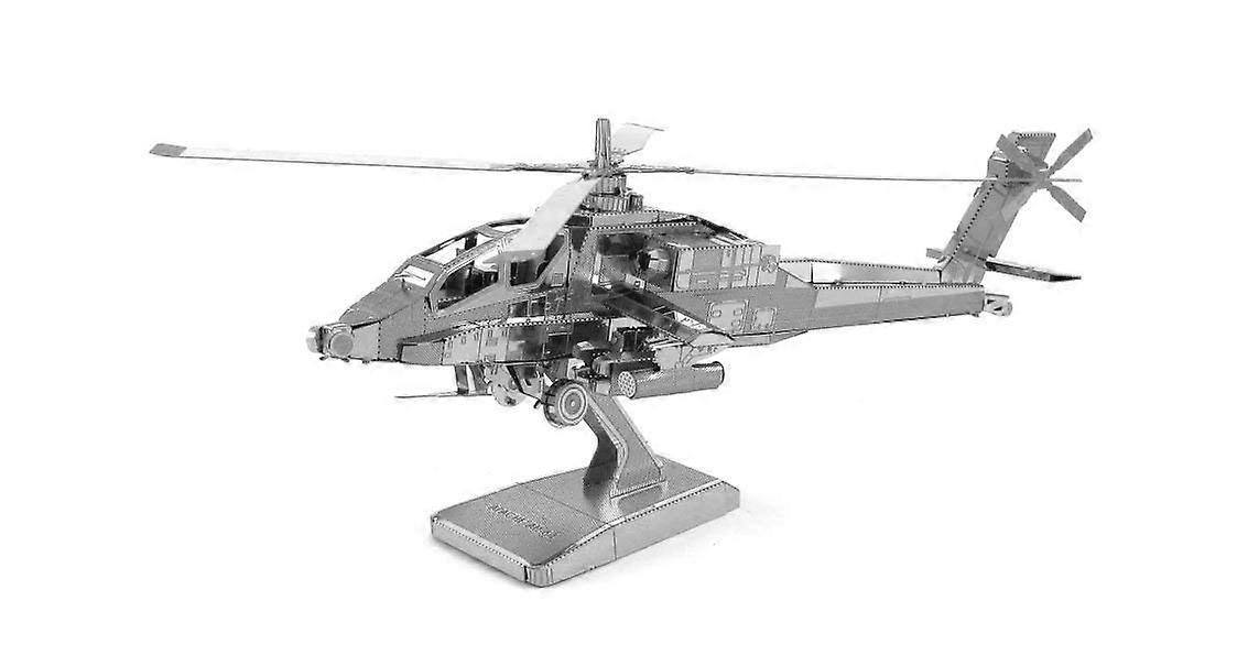 Fascinations MMS083 502470 Boeing AH-64 Apache 3D Metal Model Kit, Laser Cut Construction, 2 Metal Boards, Ages 14+