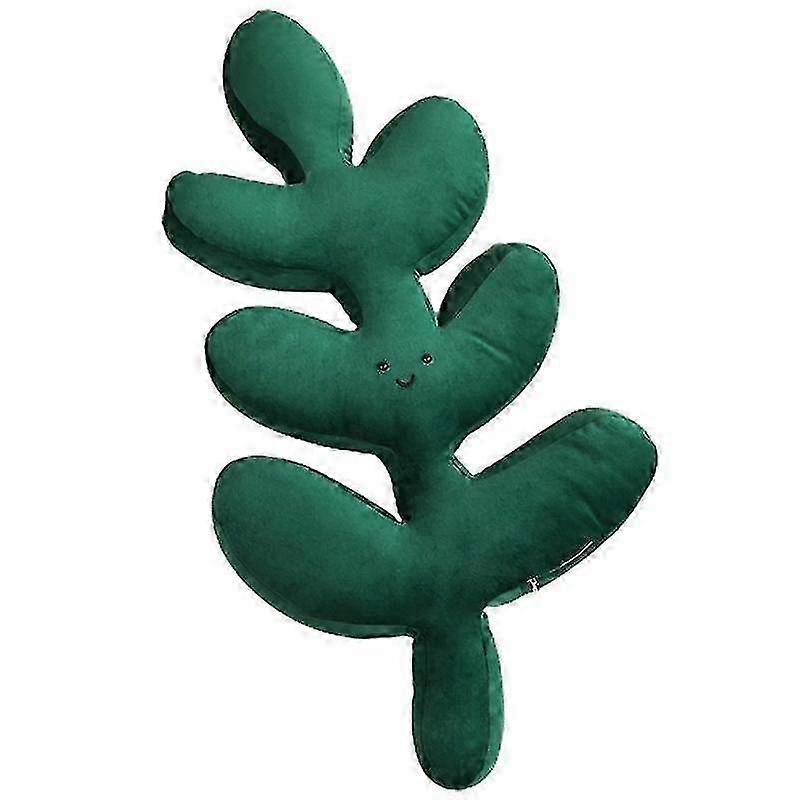 Soft Comfortable Green Plant Shaped Sofa Pillow Cushion with Hidden Zipper for Home Decor