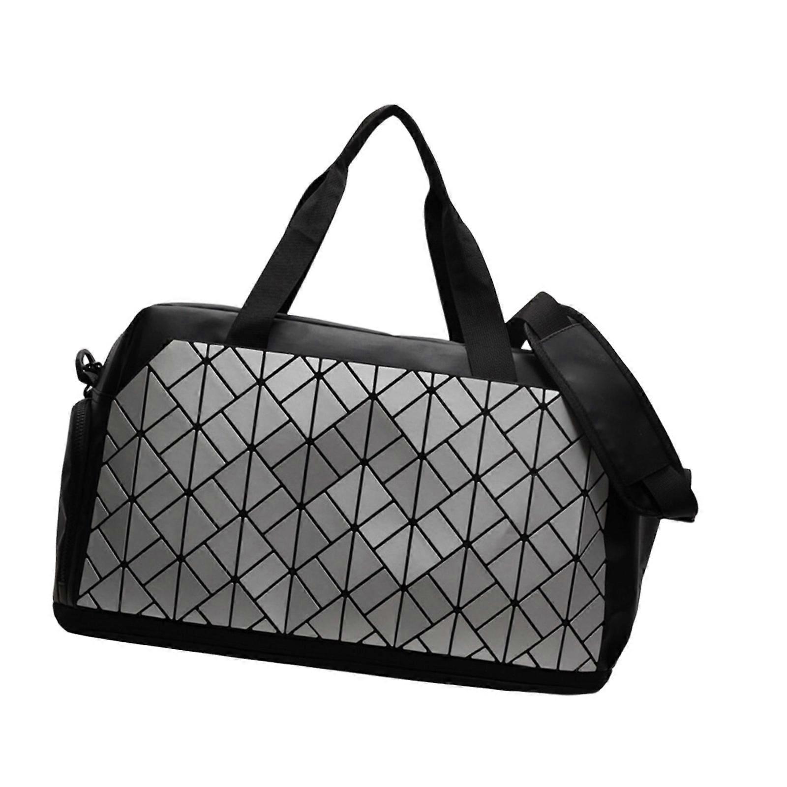 High Capacity Waterproof Gym Bag with Wet Dry Separate Shoe Compartment Reflective Detail And Quick Access Pockets  Silver