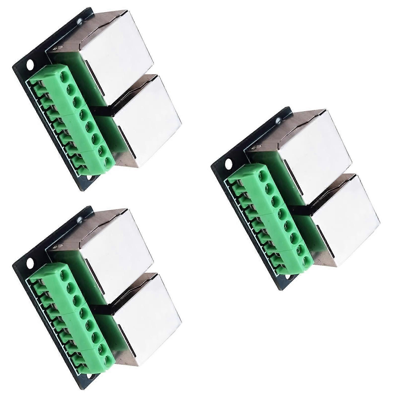 Double Female RJ45 Ethernet Board 8Pin Terminal Block 3.5mm Pitching Shielded For Networking Wiring Projects Multicolor