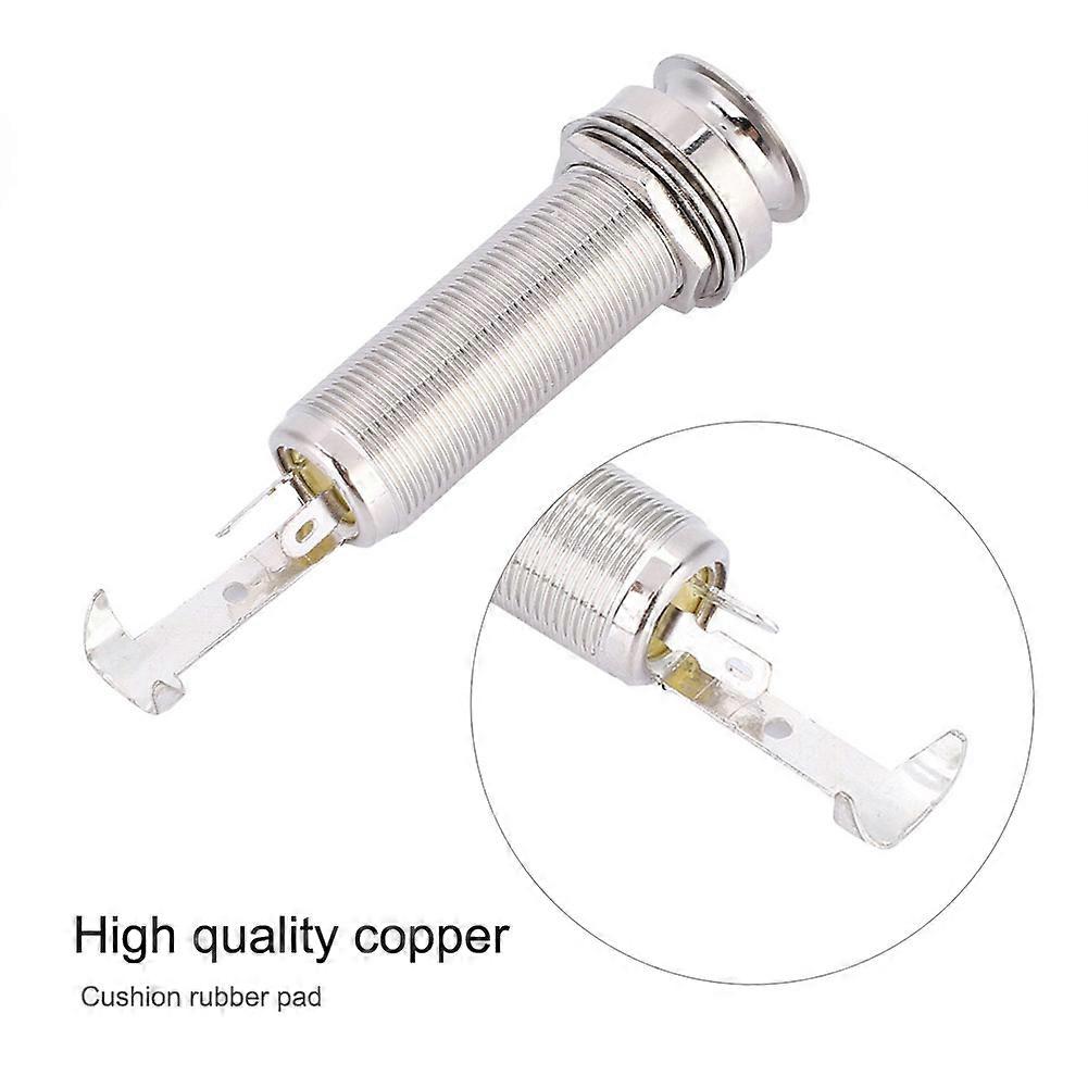 Copper Mono End Pin Jack Socket 6x1.6cm Silver for Guitar Pickup