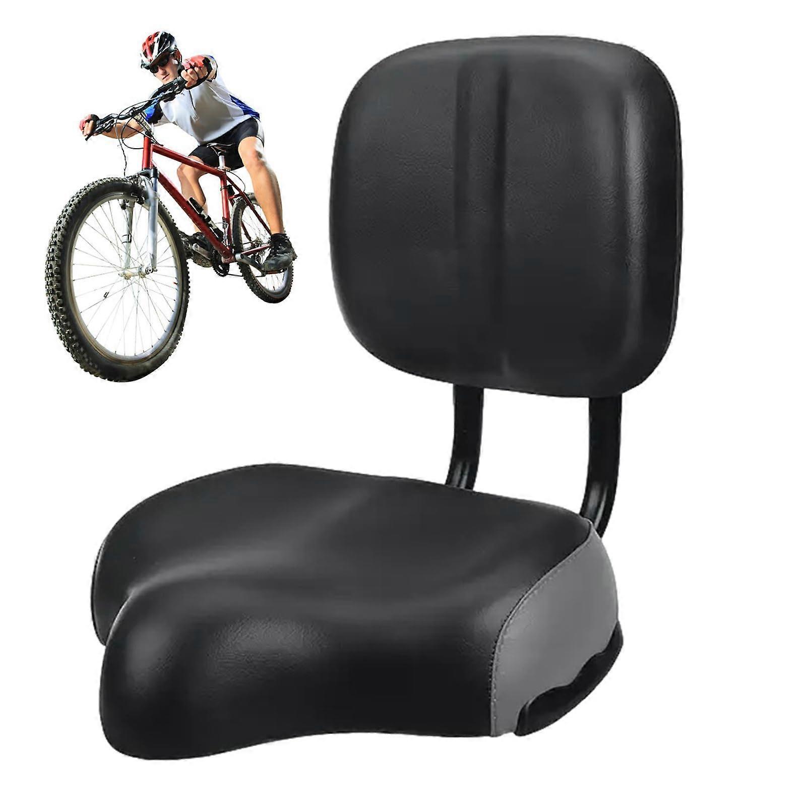 Universal Bicycle Seat Oversized Comfort Saddle with Backrest, Wide Padded for Road Bikes Grey