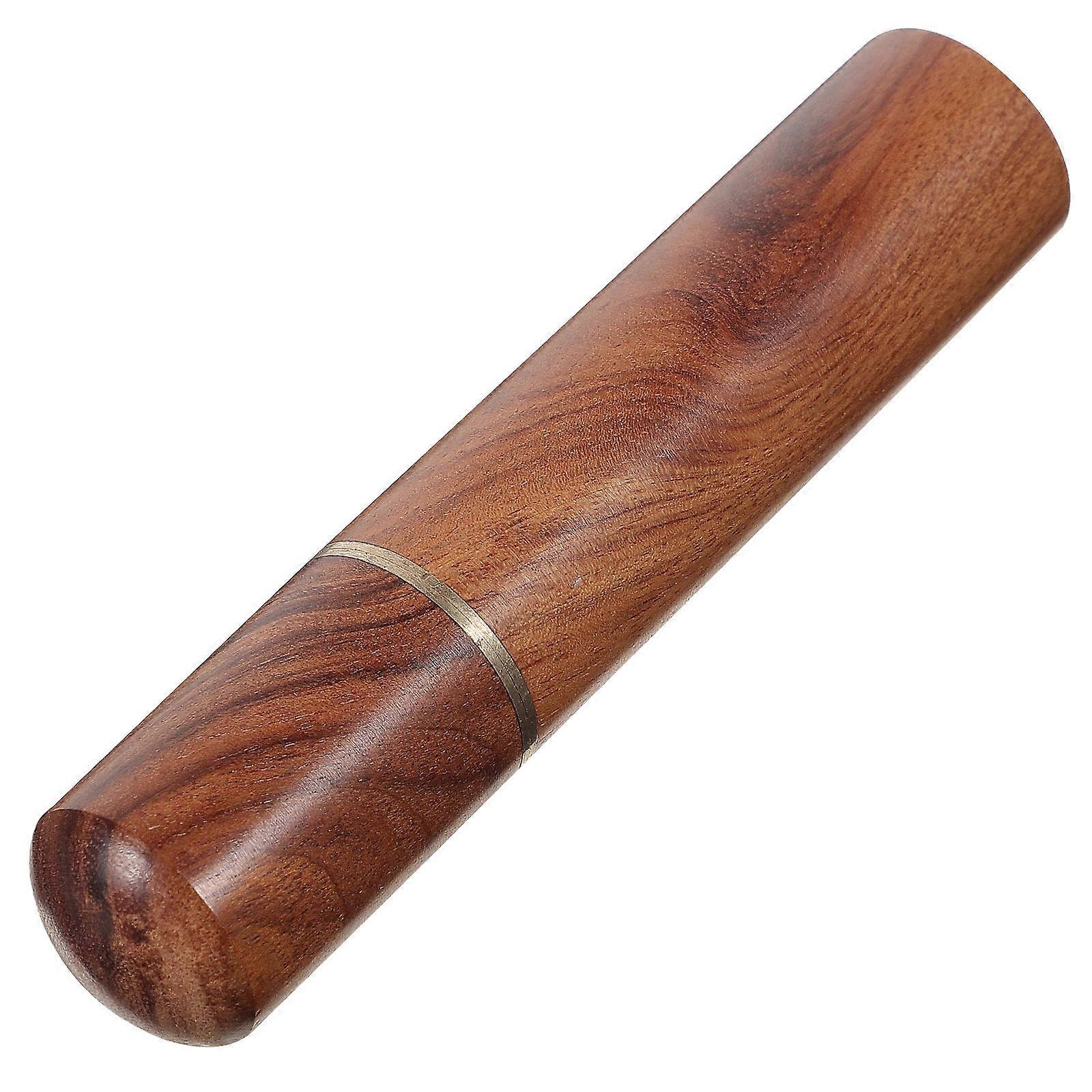 1 Pc Sandalwood Toothpick Storage Tube Wood Portable Holder DIY Hand Stitch Small Object Tube Yellow Brown