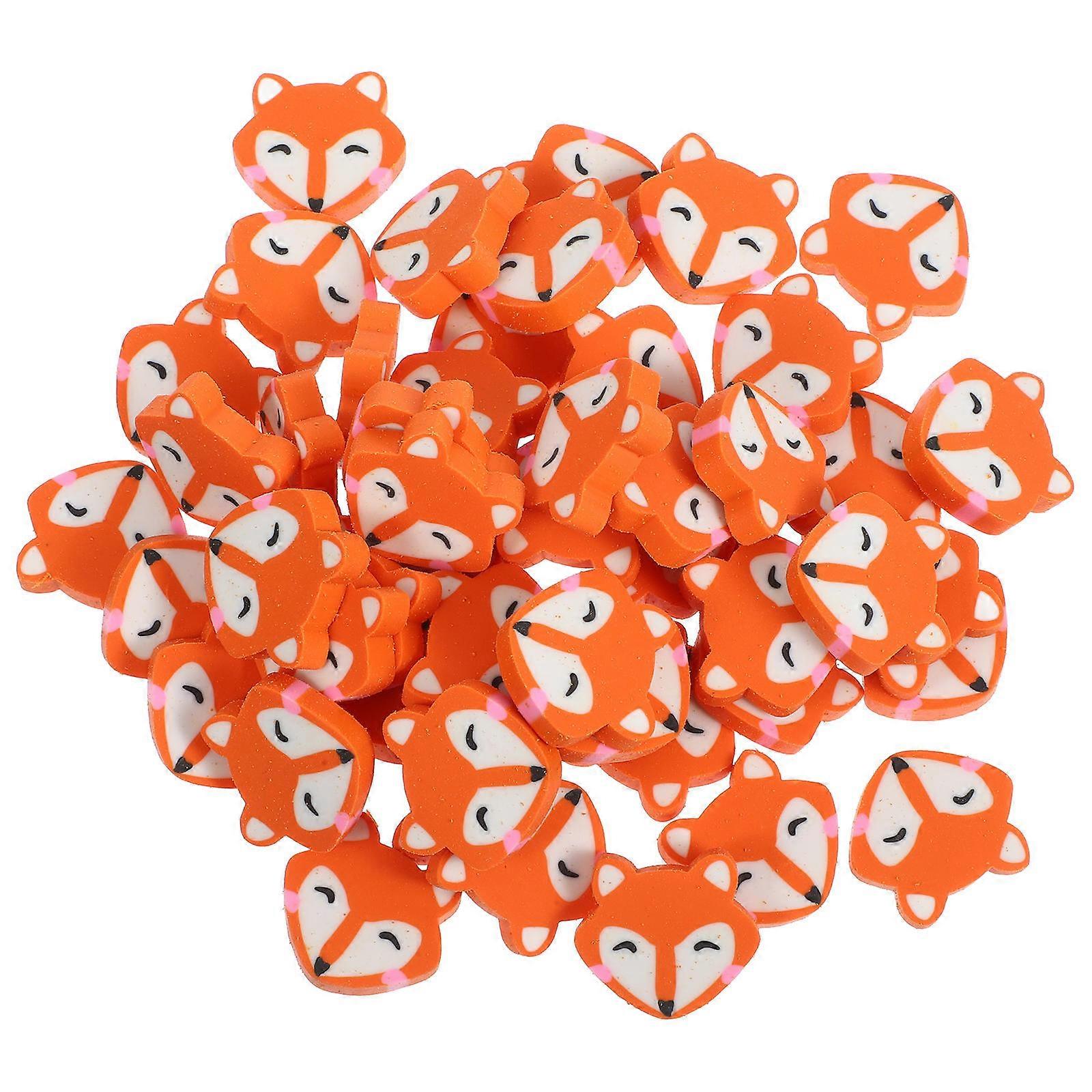 50pcs Fox Erasers, Creative Writing Accessories, Multi Functional Art Erasers for Students, Cute Cartoon Design for School Parties
