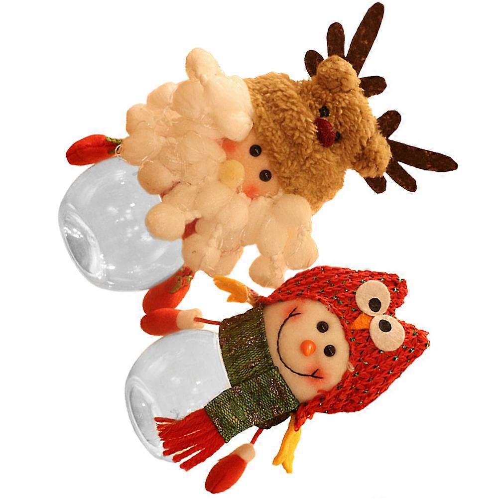 Snowman Candy Jar Plastic Christmas Party Decorative Container For Storing Treats 2Pcs