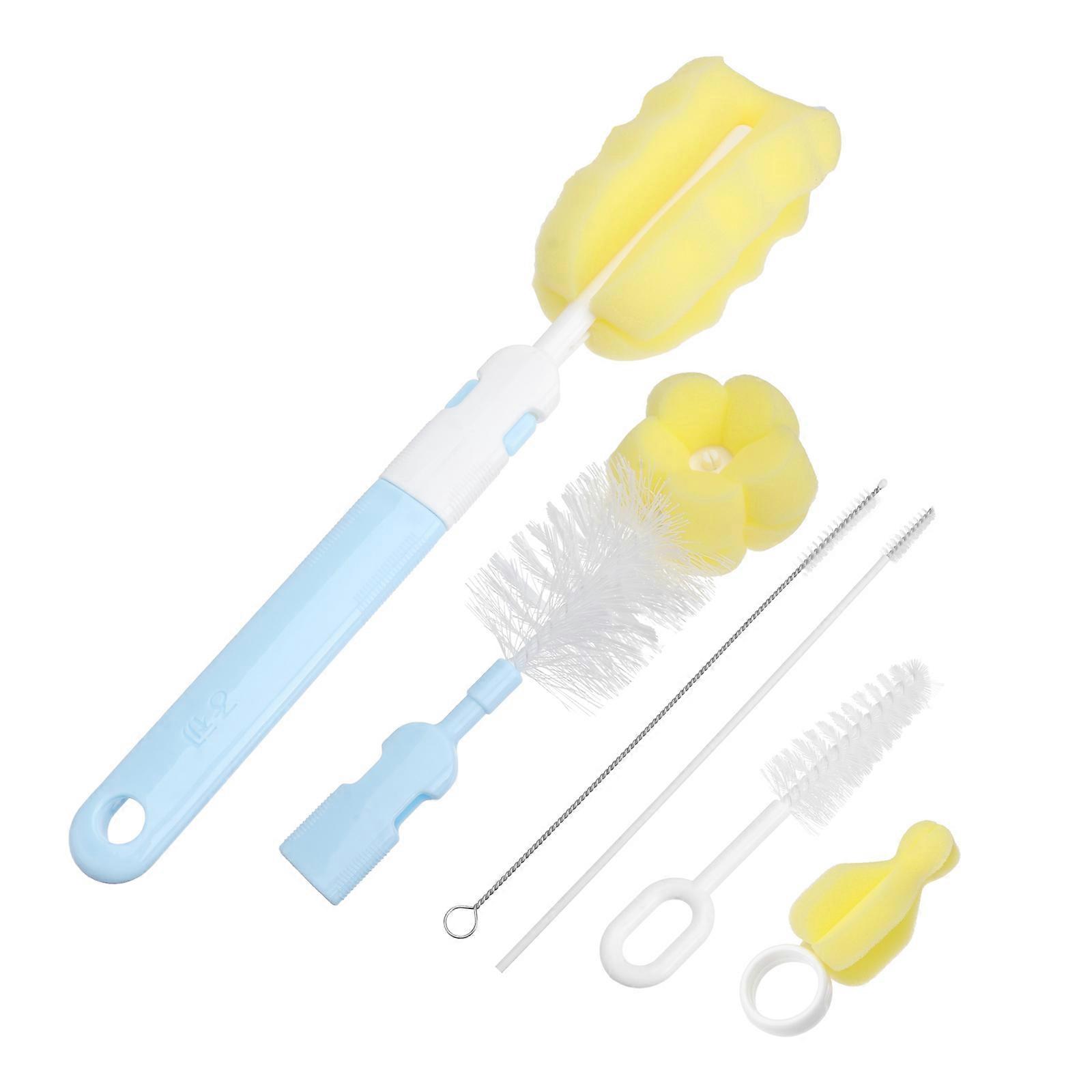 It looks like you're referring to a product description for a **bottle cleaning brush and draining rack set** — a handy, portable organization tool