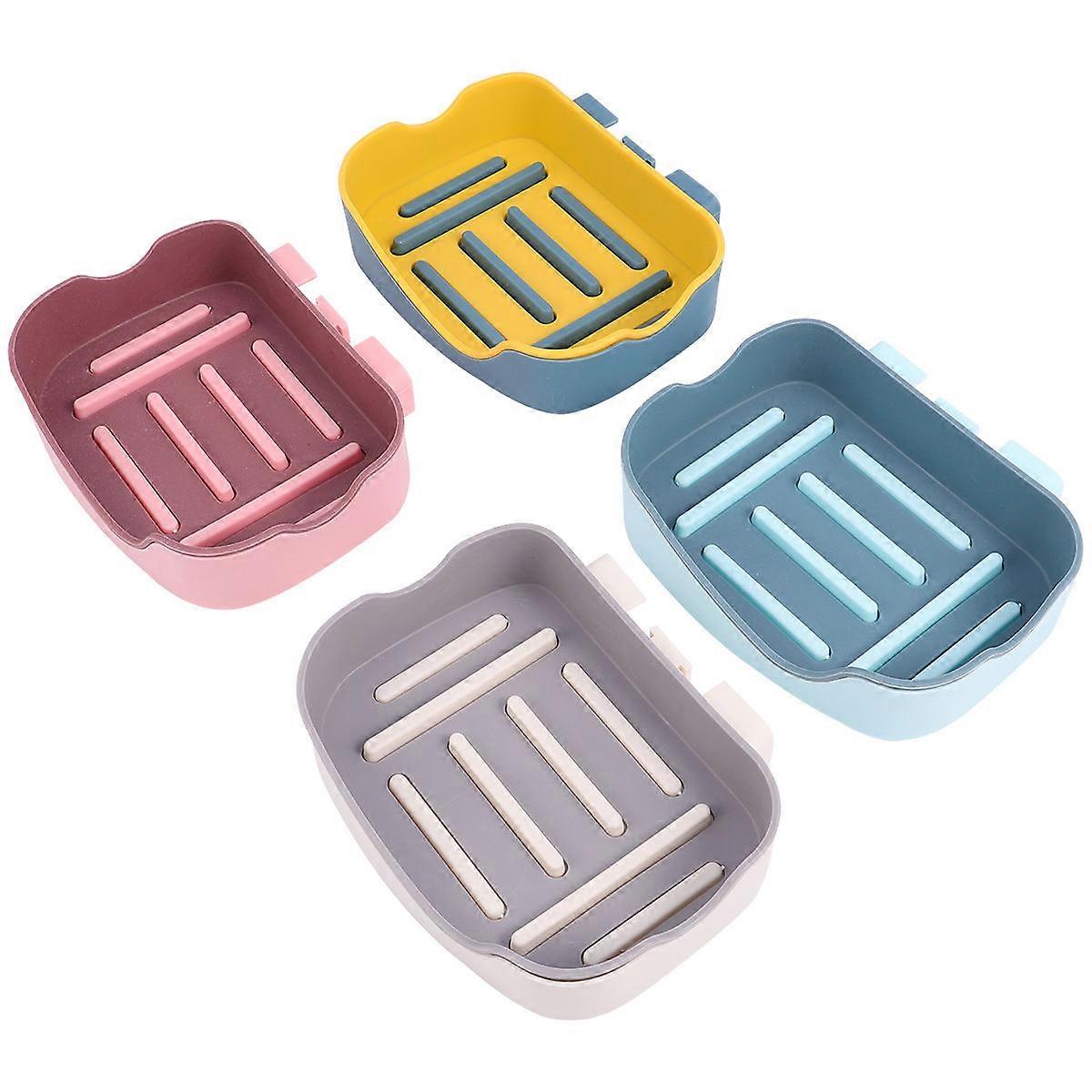 Soap Tray for Shower Wall-Mounted Assorted Color 13x10x3cm Soap Draining 4Pcs