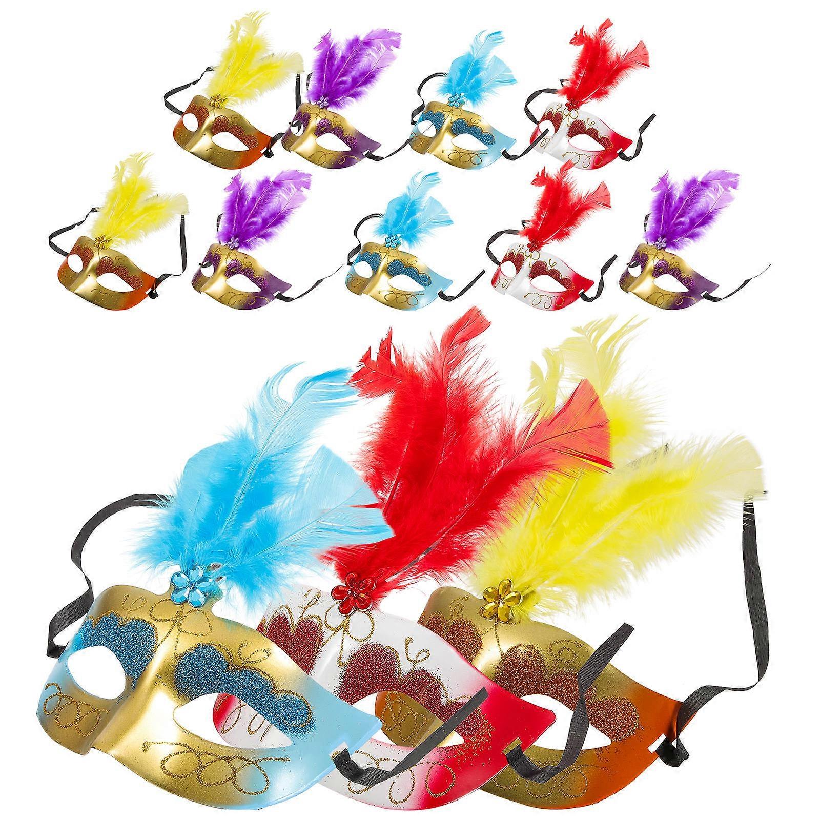 12 Assorted Color Mini Masquerade Masks for Children Lightweight Plastic Cosplay and Party Use