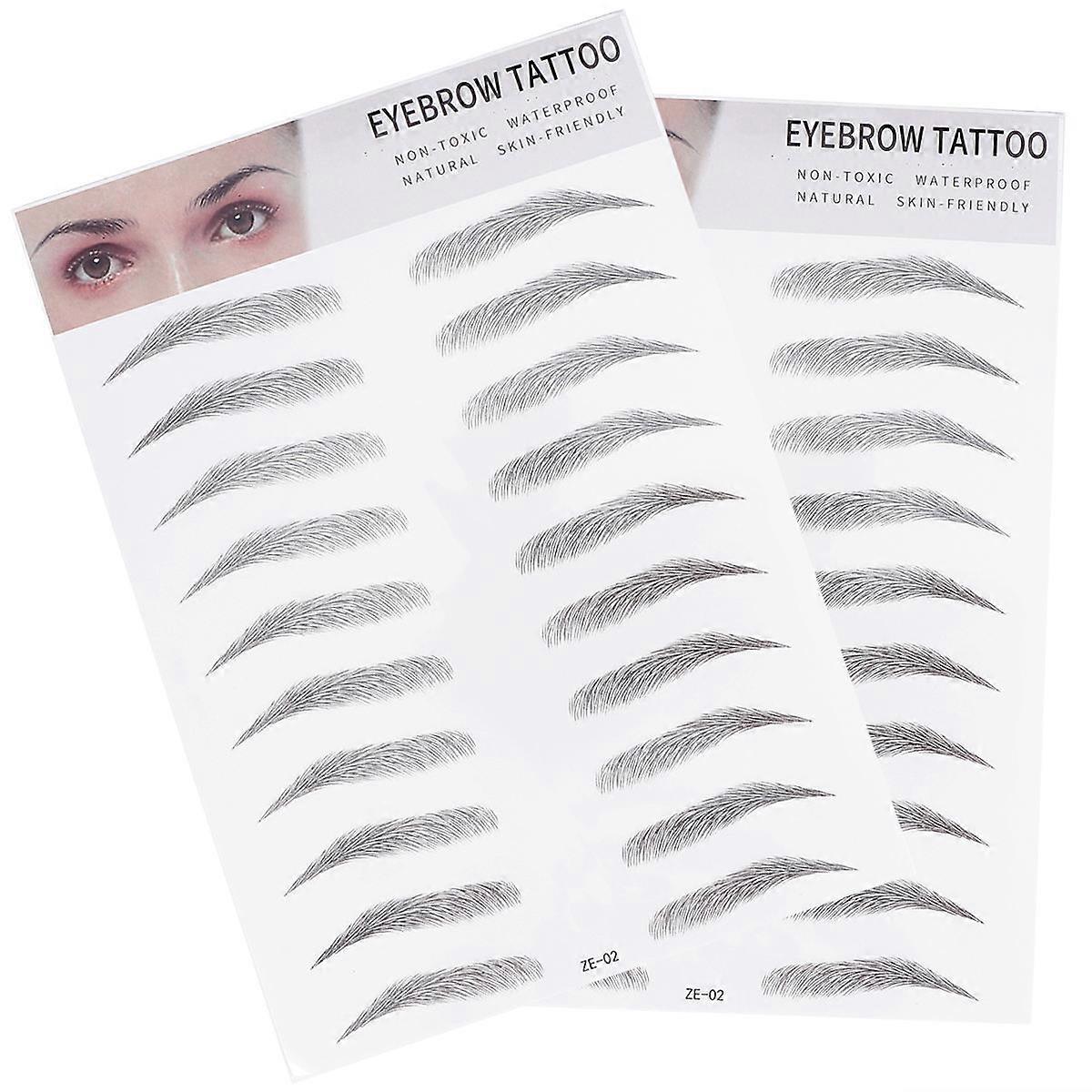 Eyebrow Transfer Sticker 3D Simulation Eyebrow Stickers for Special Events Men Women Last Several Days Black 2Pcs