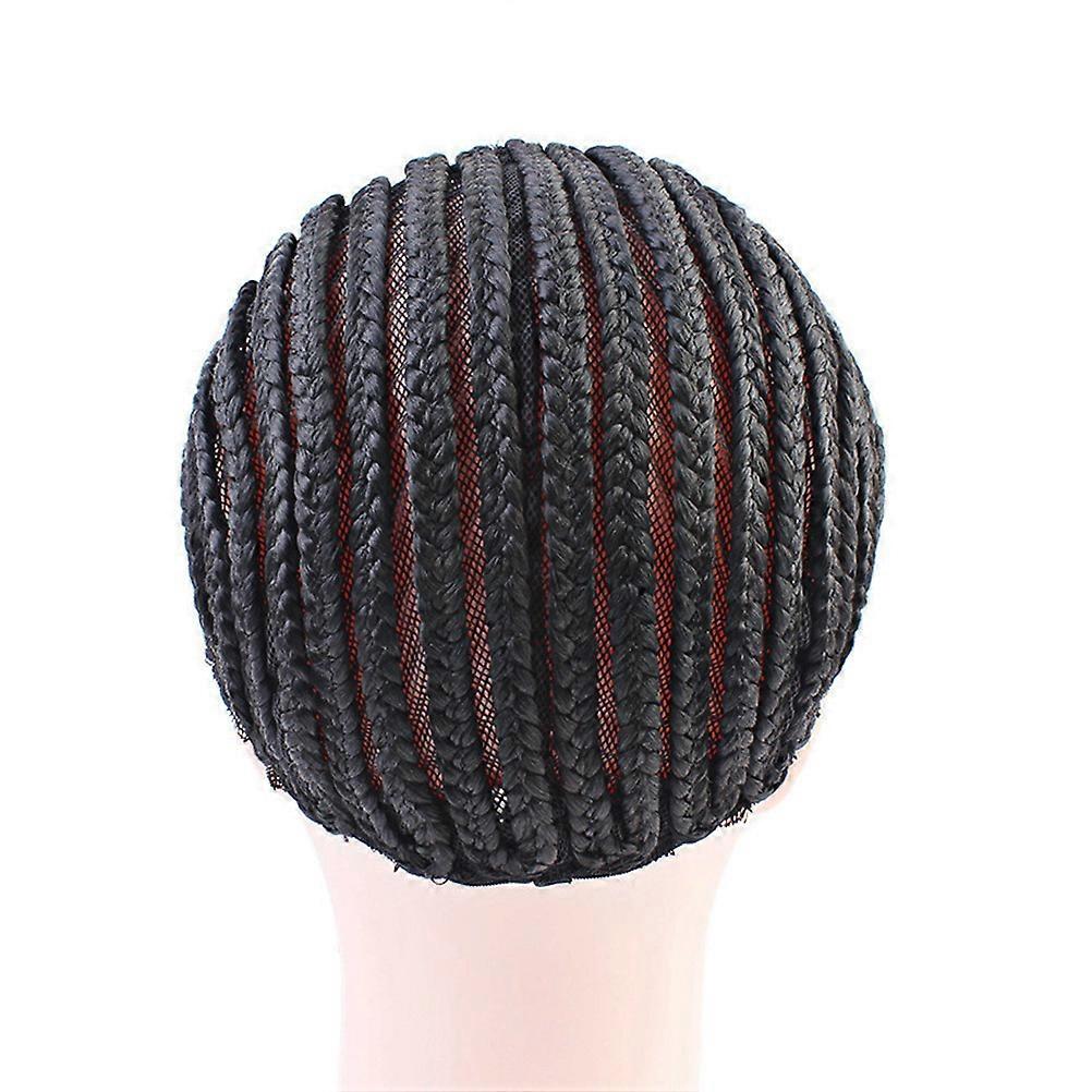 2pcs Black Braided Wig Cap For Crochet Breathable Cornrow Wig Making Caps Cornrow Wig Cap Braid Headgear For Easier Sew