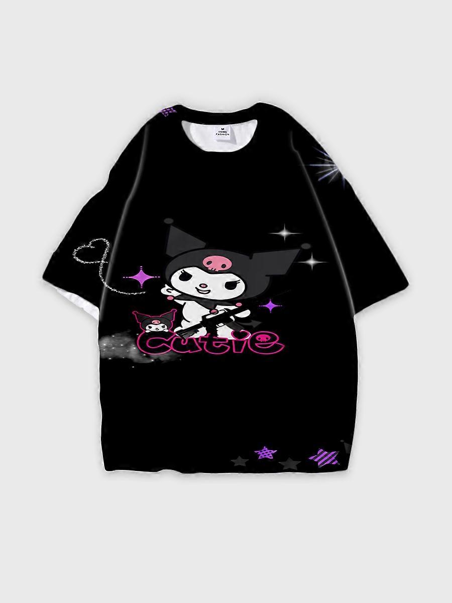 T-shirt girocollo Cartoon Pattern manica corta sciolta B249