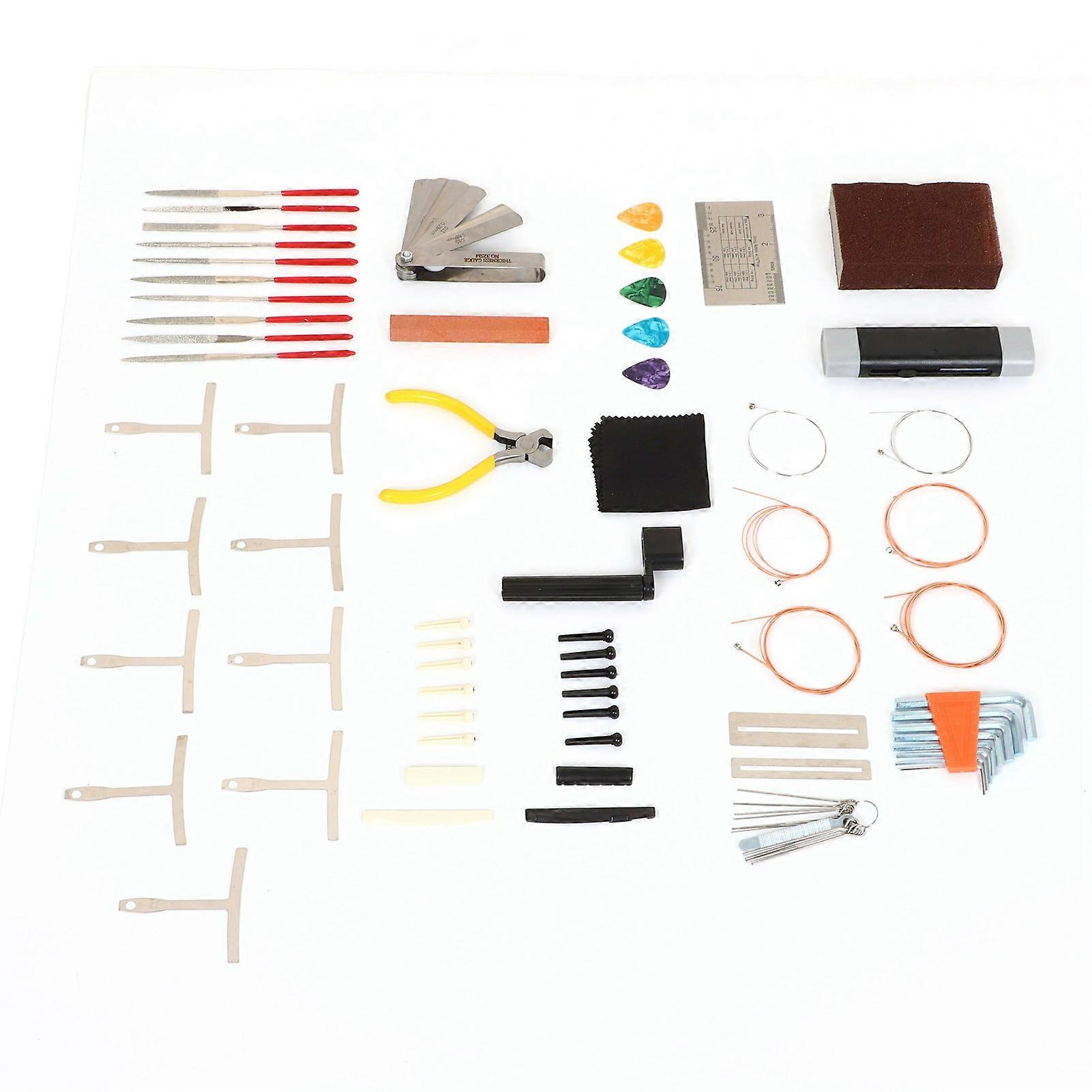 Gitarr Verktygssats med Stallstift, Sadel, Mutterfil & Radius Linjal Set