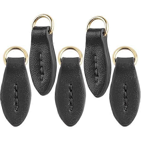 5-pack bladformade läder dragkedja dragkedjor ersättning dragkedjor för bagage ryggsäck jacka resväska Svart