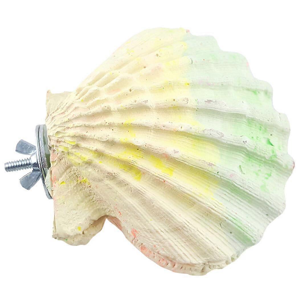 Calcium stone shellshaped grinding toy: durable parrot chewing perch and bird cage platform