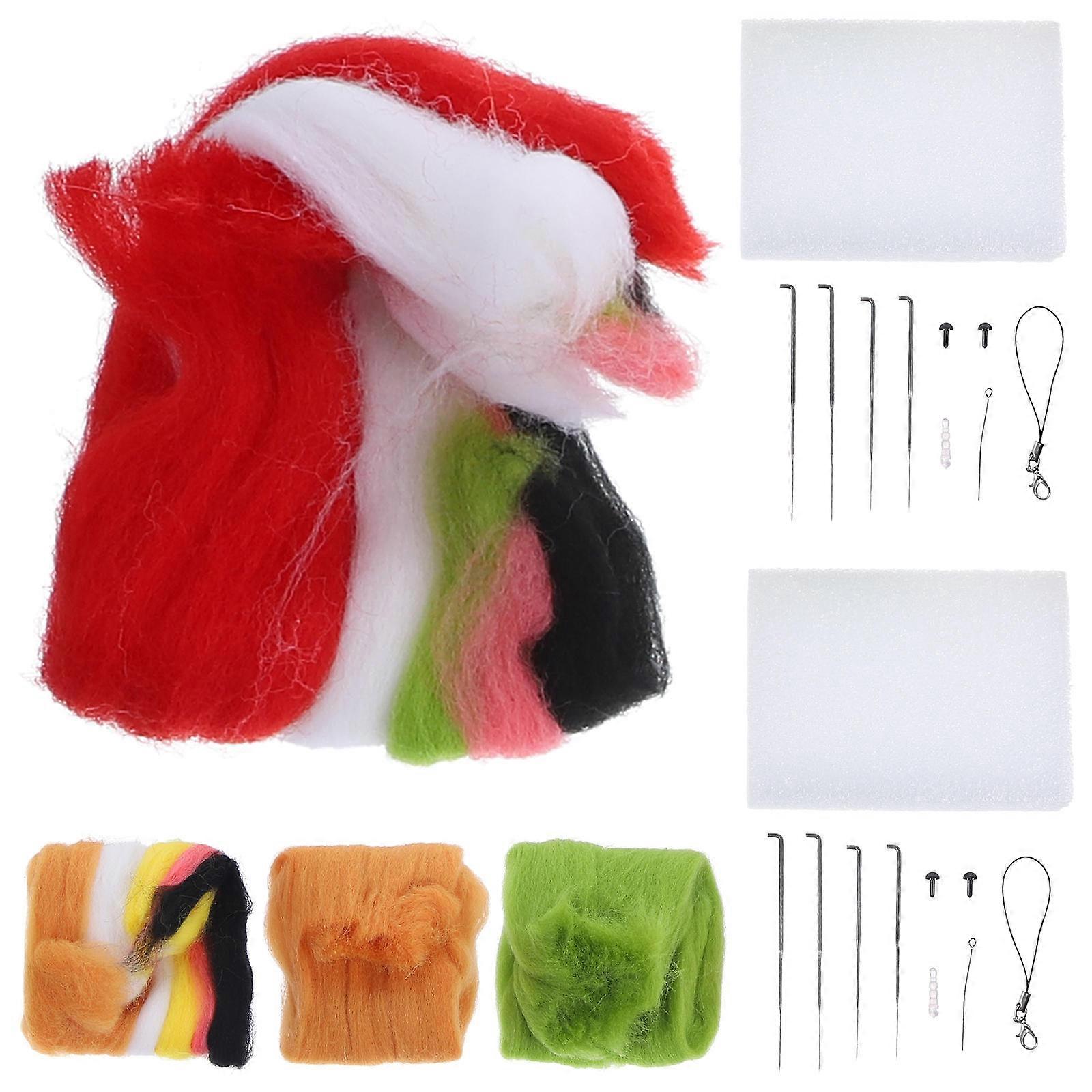 Felting Needle Kits For Beginners Diy Needle Felt Kit Plush Doll Key Chain Assorted Color Mini Decorations 2Sets